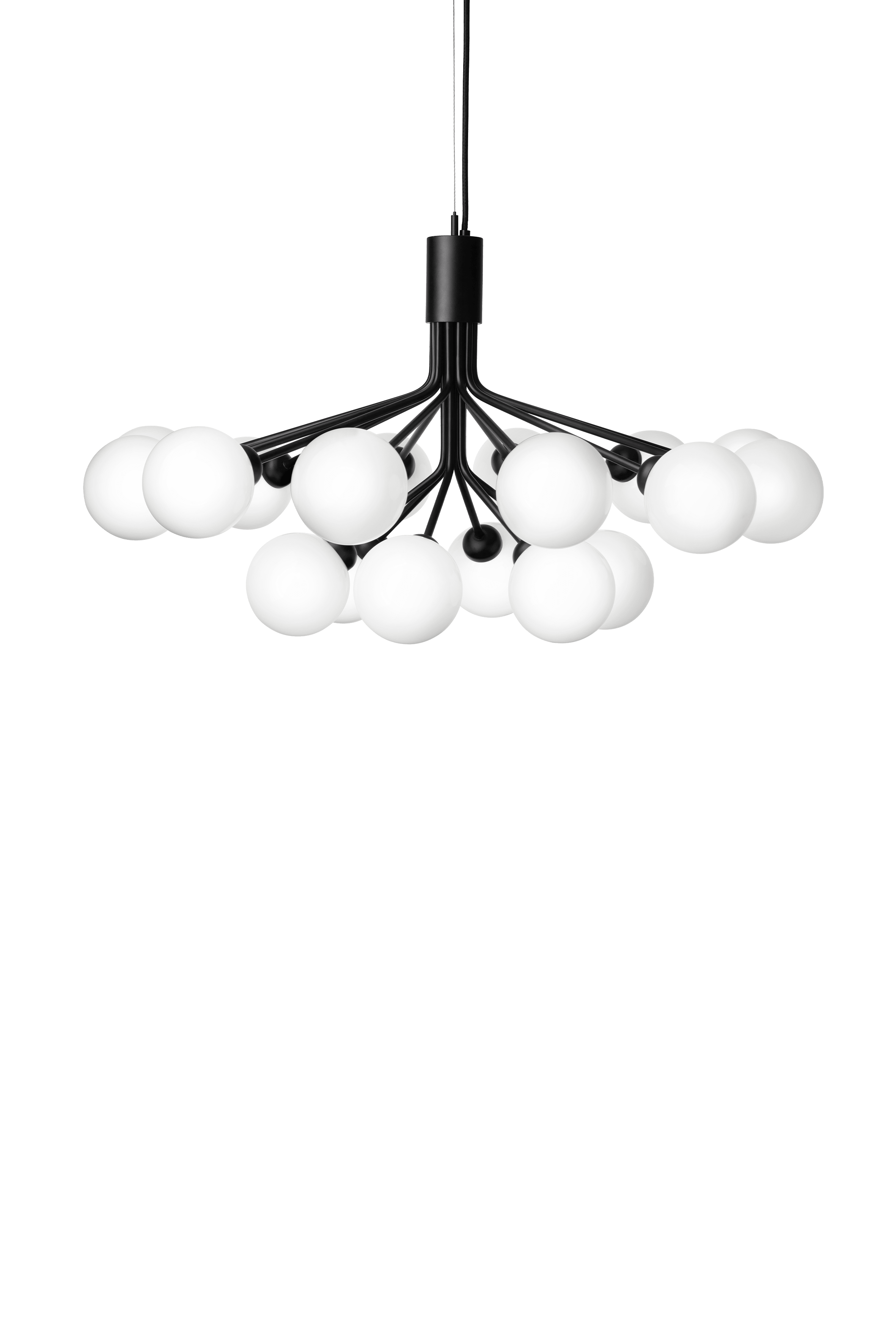 APIALES 18 Black Chandelier with Opal Glass