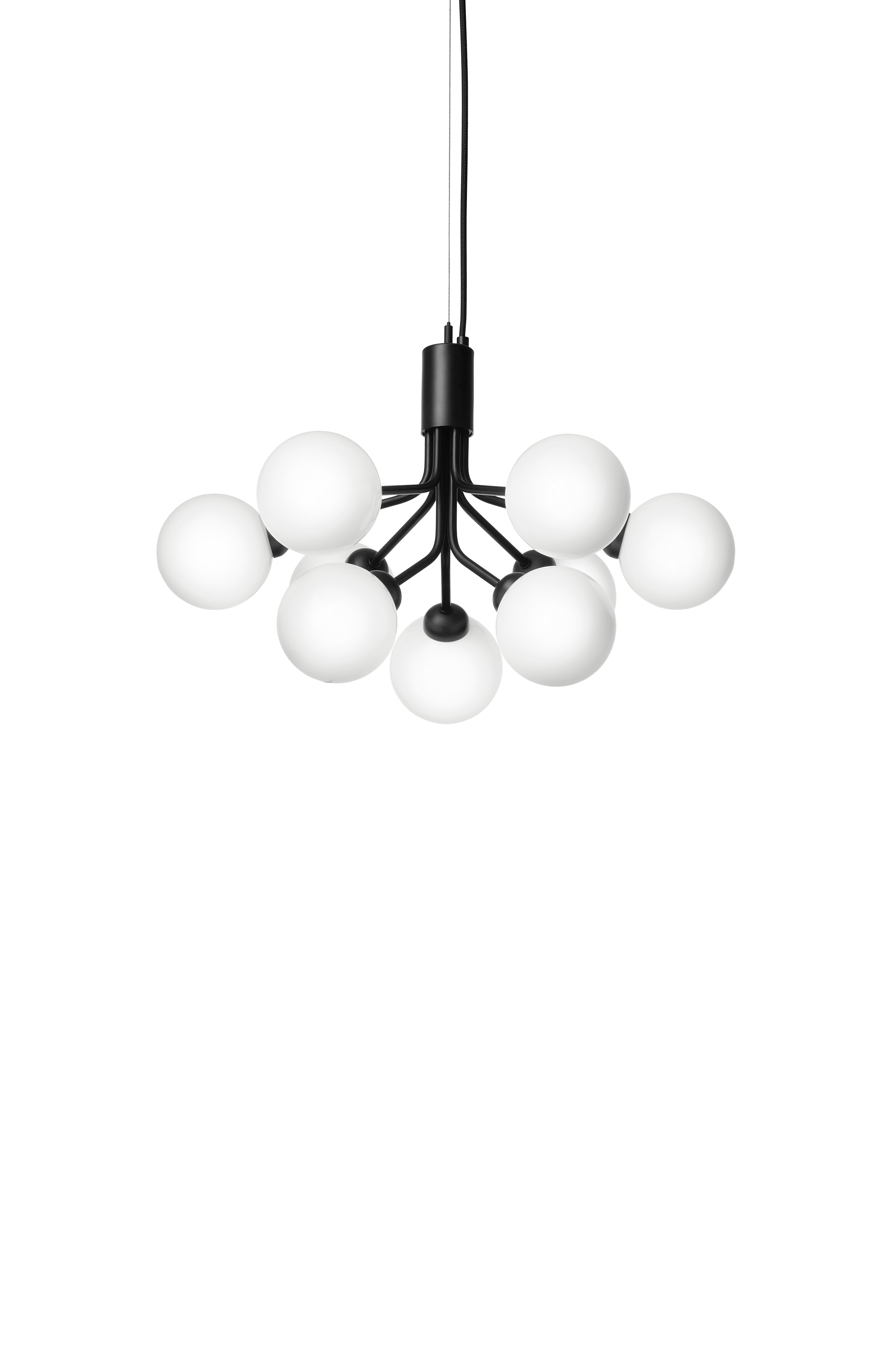 APIALES 9 Pendant Lamp in Black with Opal Glass