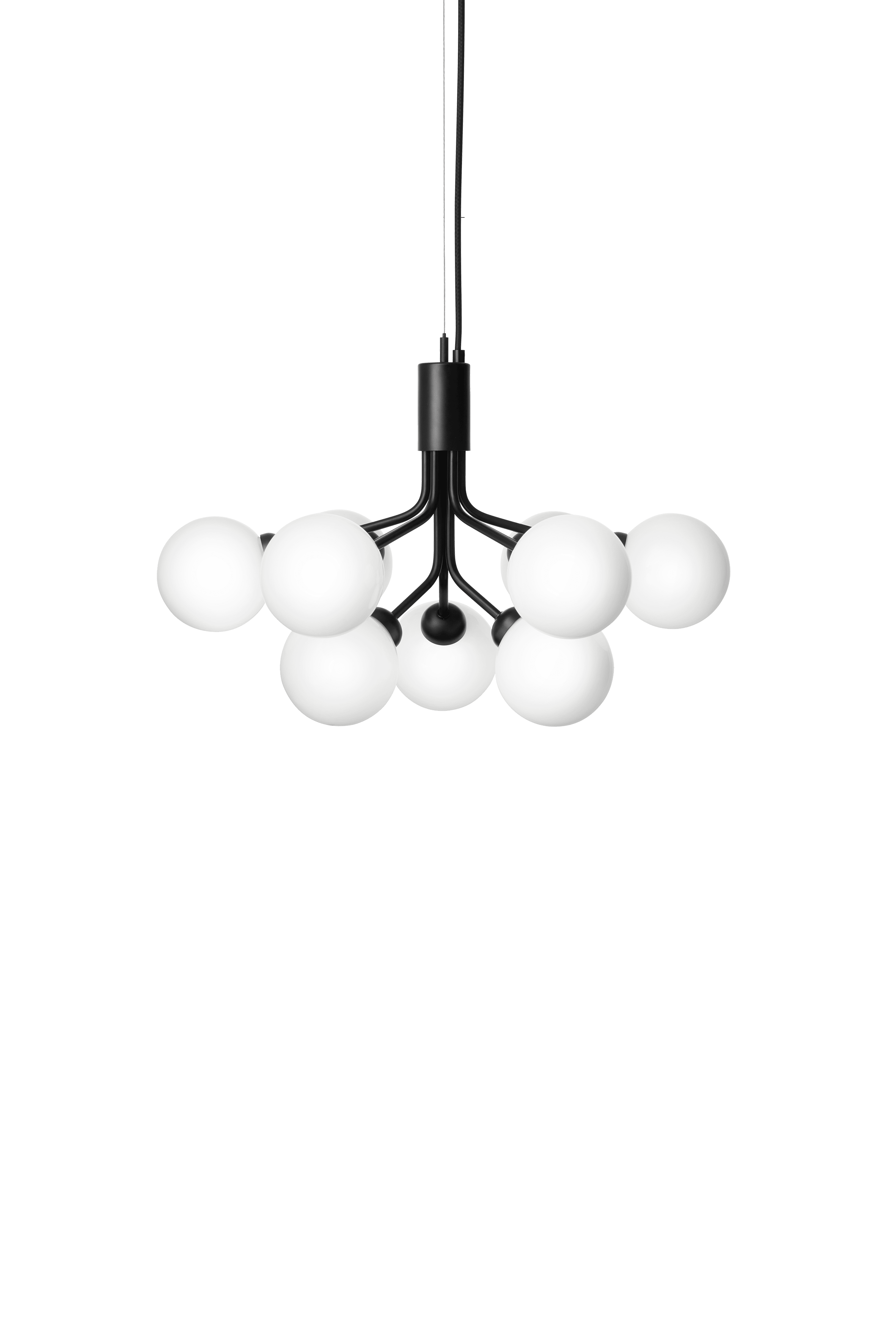 APIALES 9 Pendant Lamp in Black with Opal Glass