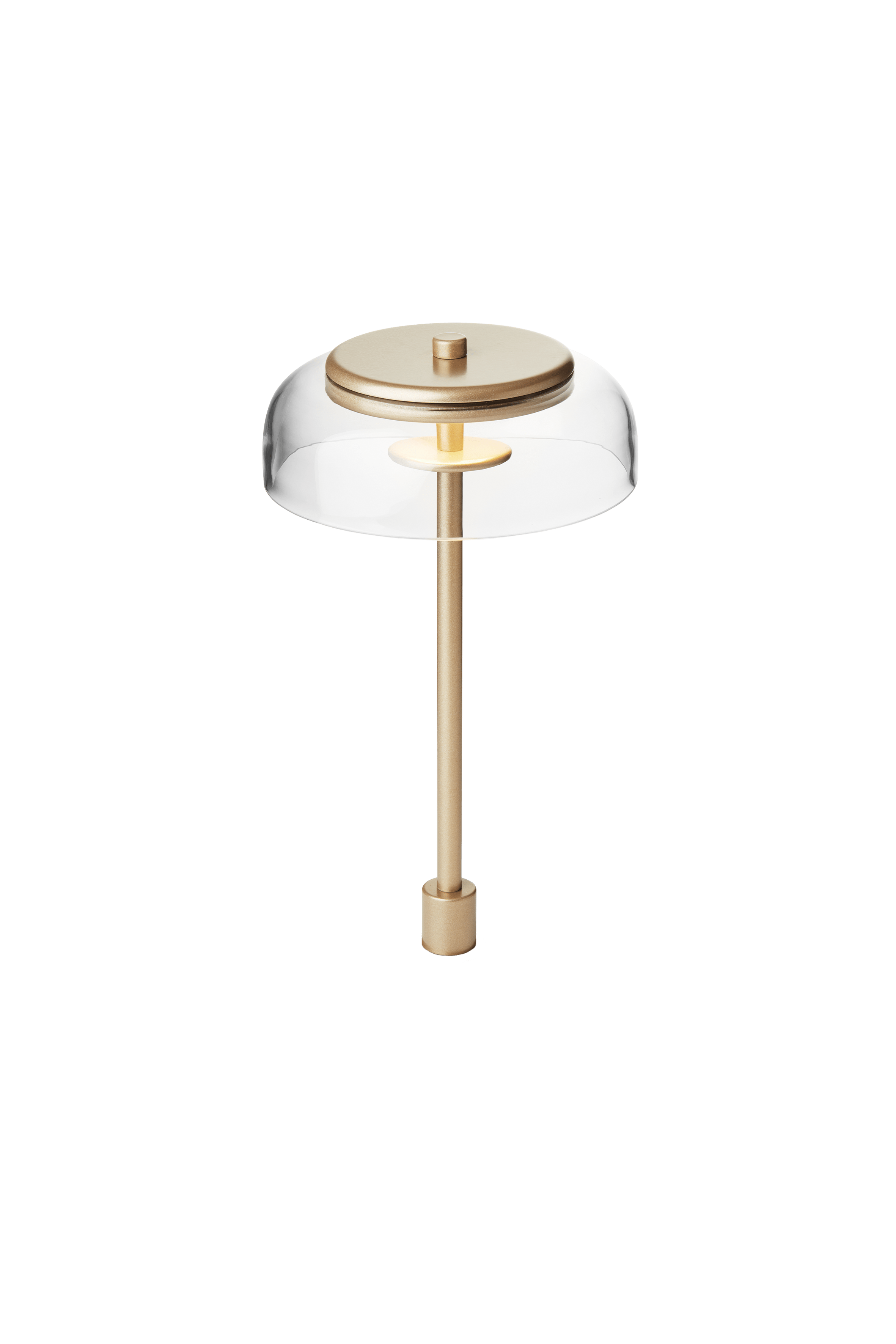 Tischlampe BLOSSI in Gold mit transparentem Glas