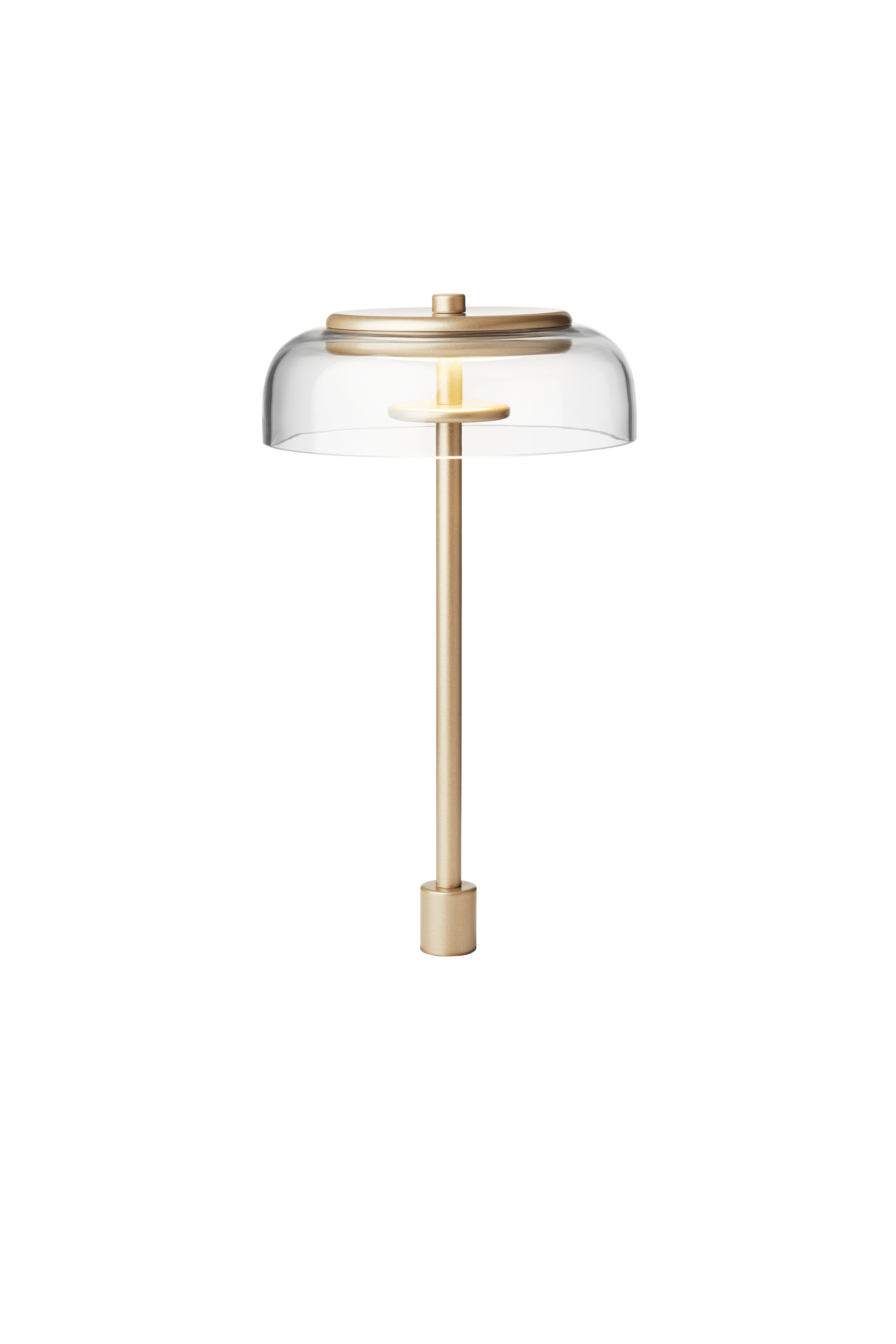 Tischlampe BLOSSI in Gold mit transparentem Glas