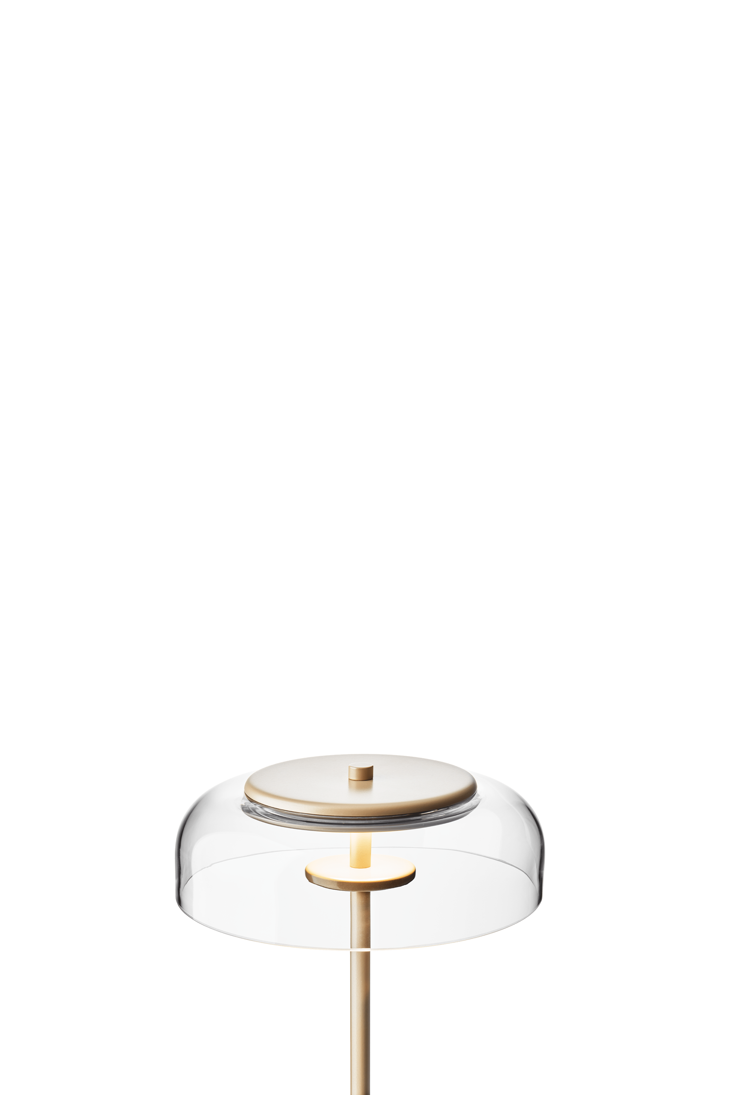 Tischlampe BLOSSI in Gold mit transparentem Glas