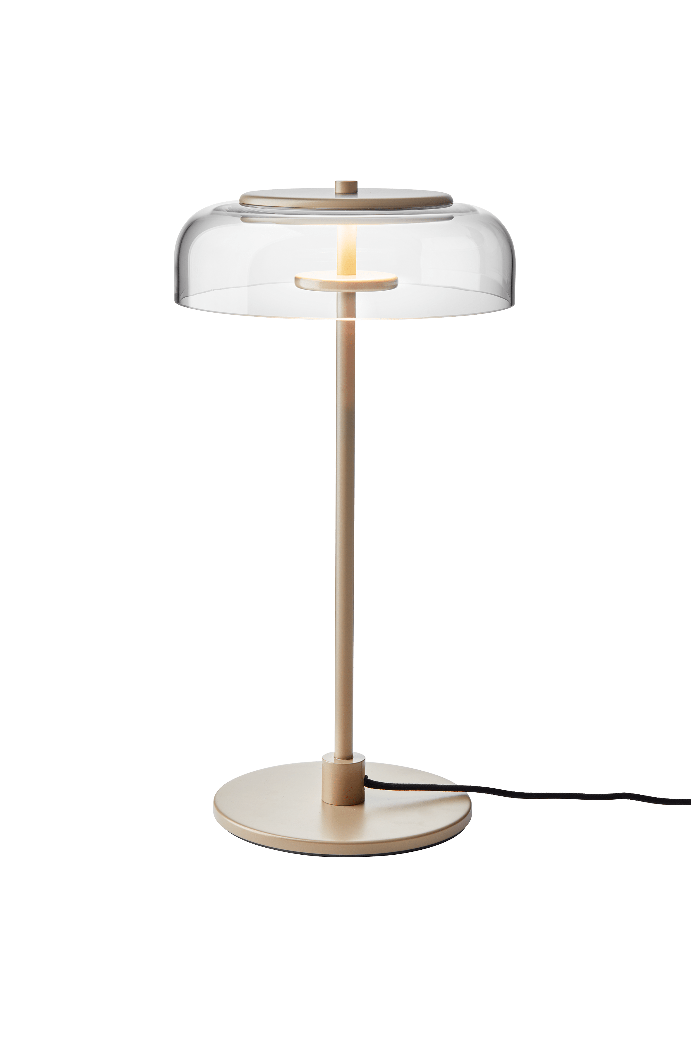 Tischlampe BLOSSI in Gold mit transparentem Glas