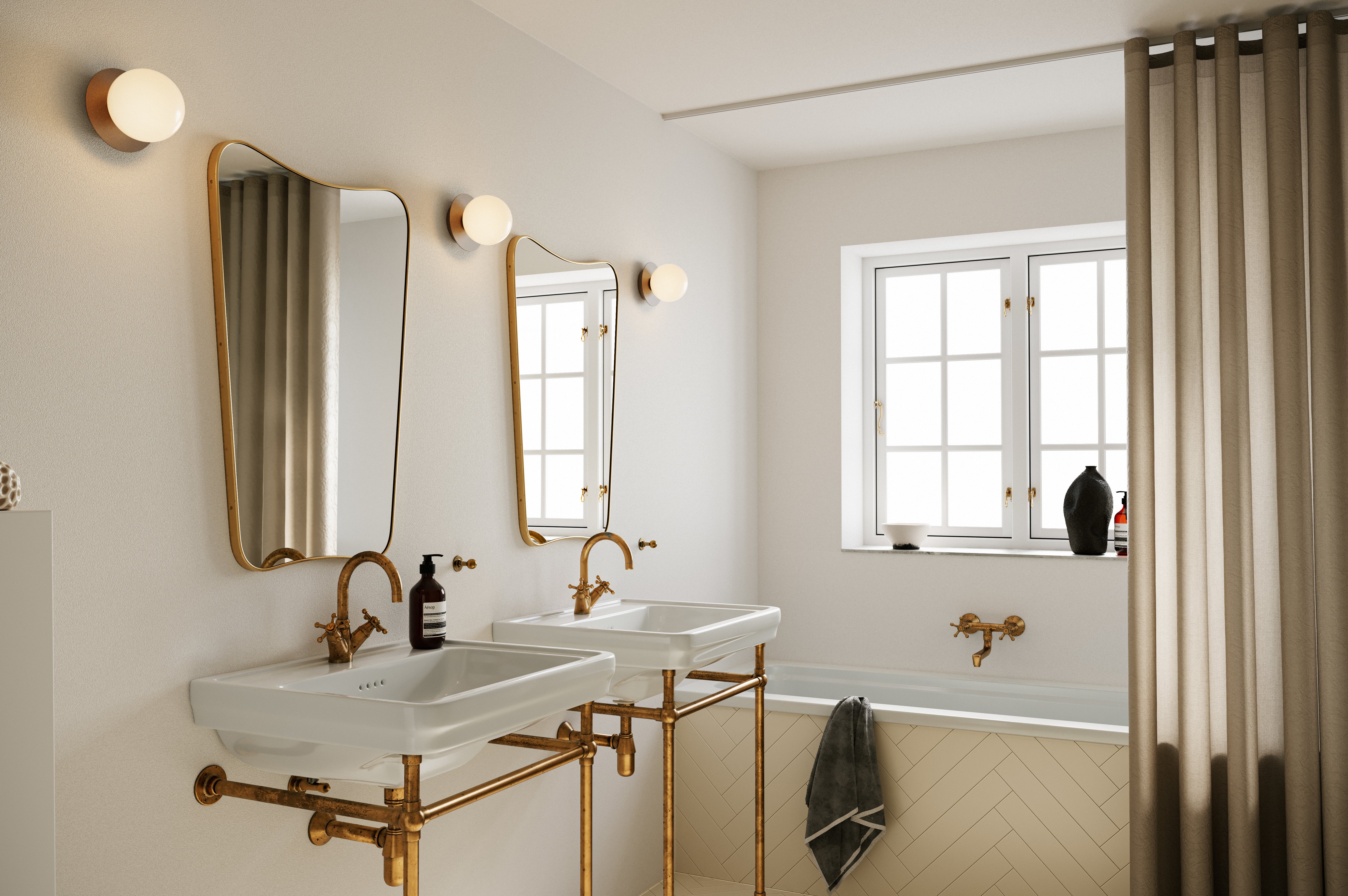 Recessed Wall Light LIILA Dark Brown with Opal Glass