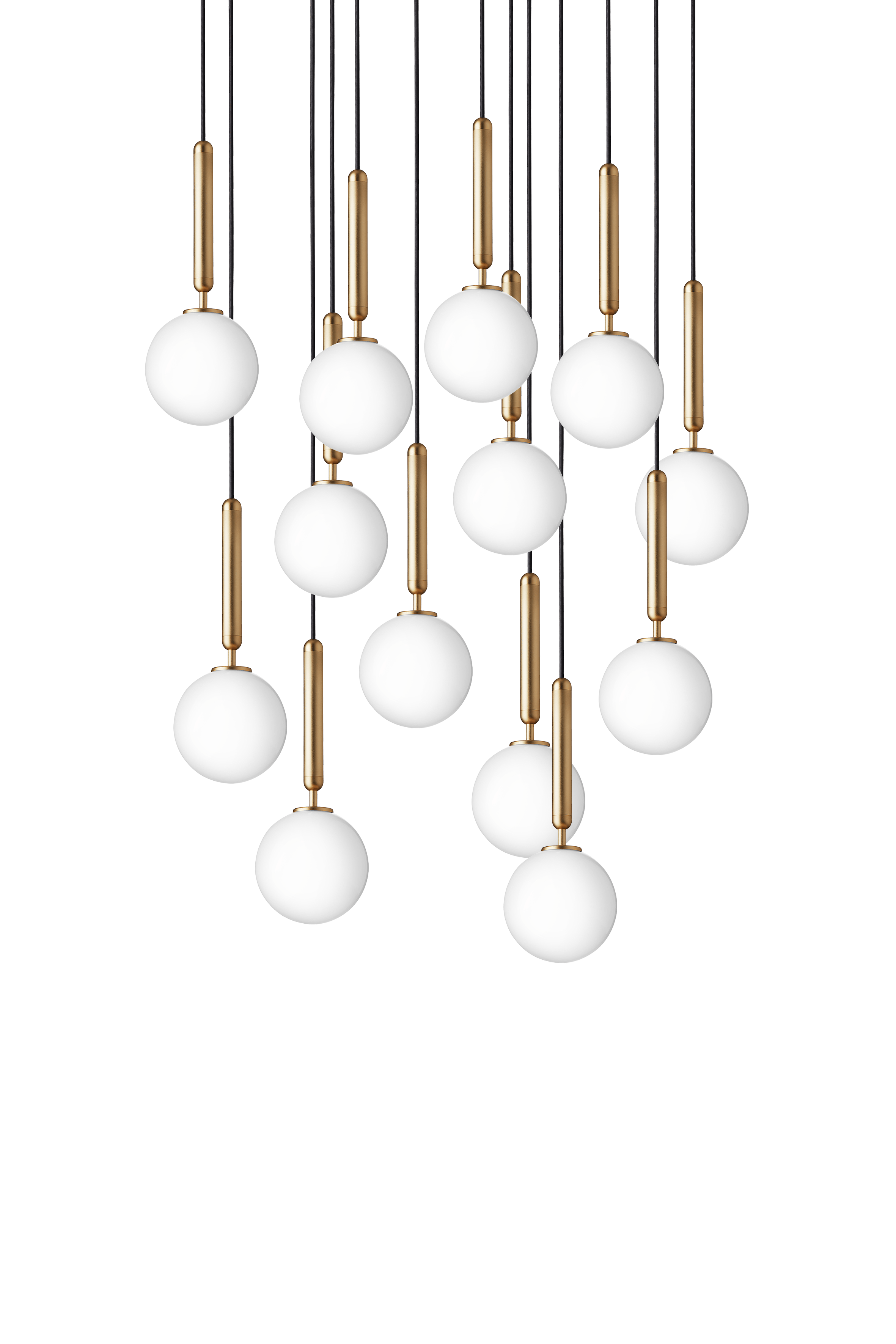 Pendelleuchte MIIRA 13 Messing mit opalem Glas