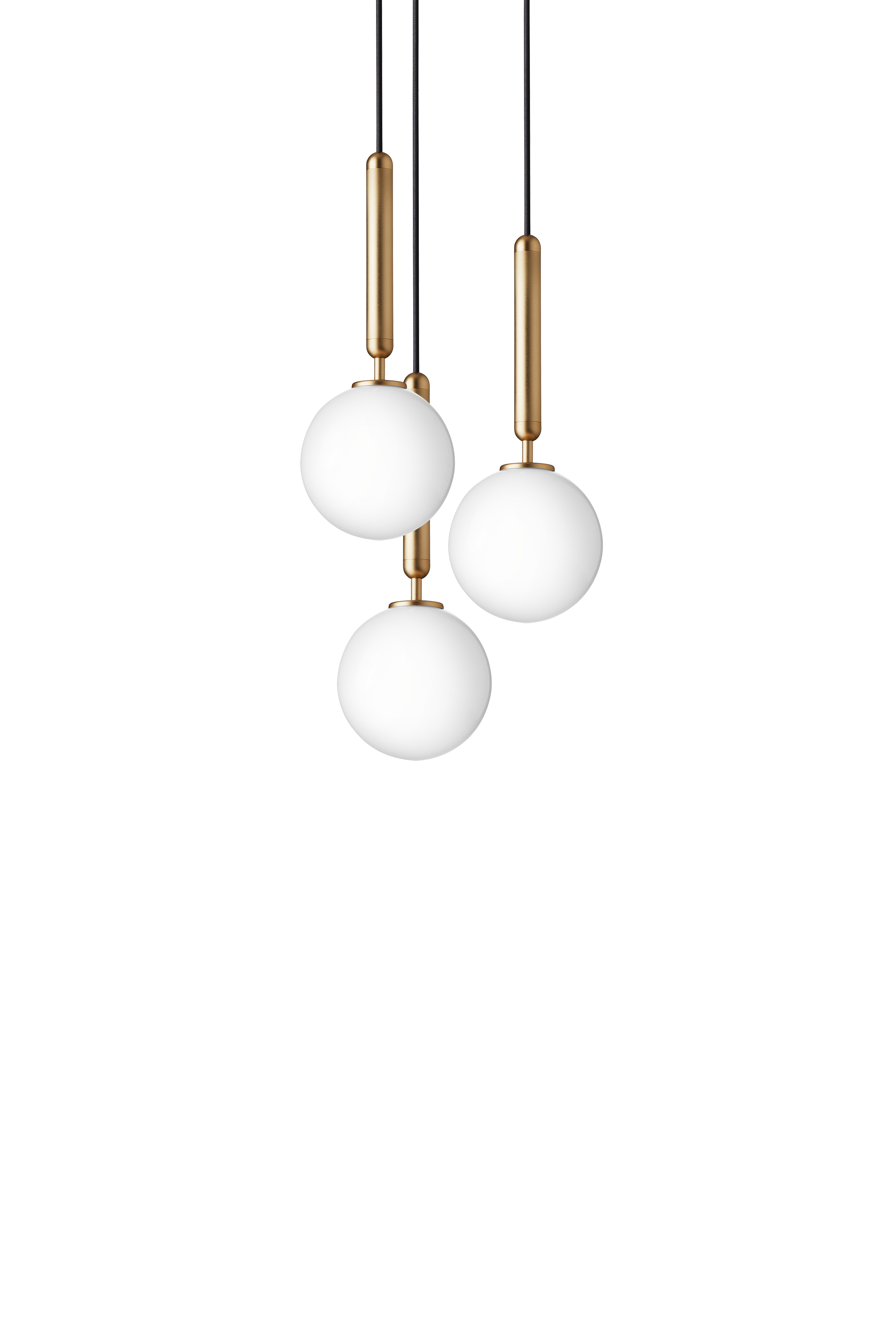 Pendelleuchte MIIRA 3 messing mit opalem Glas