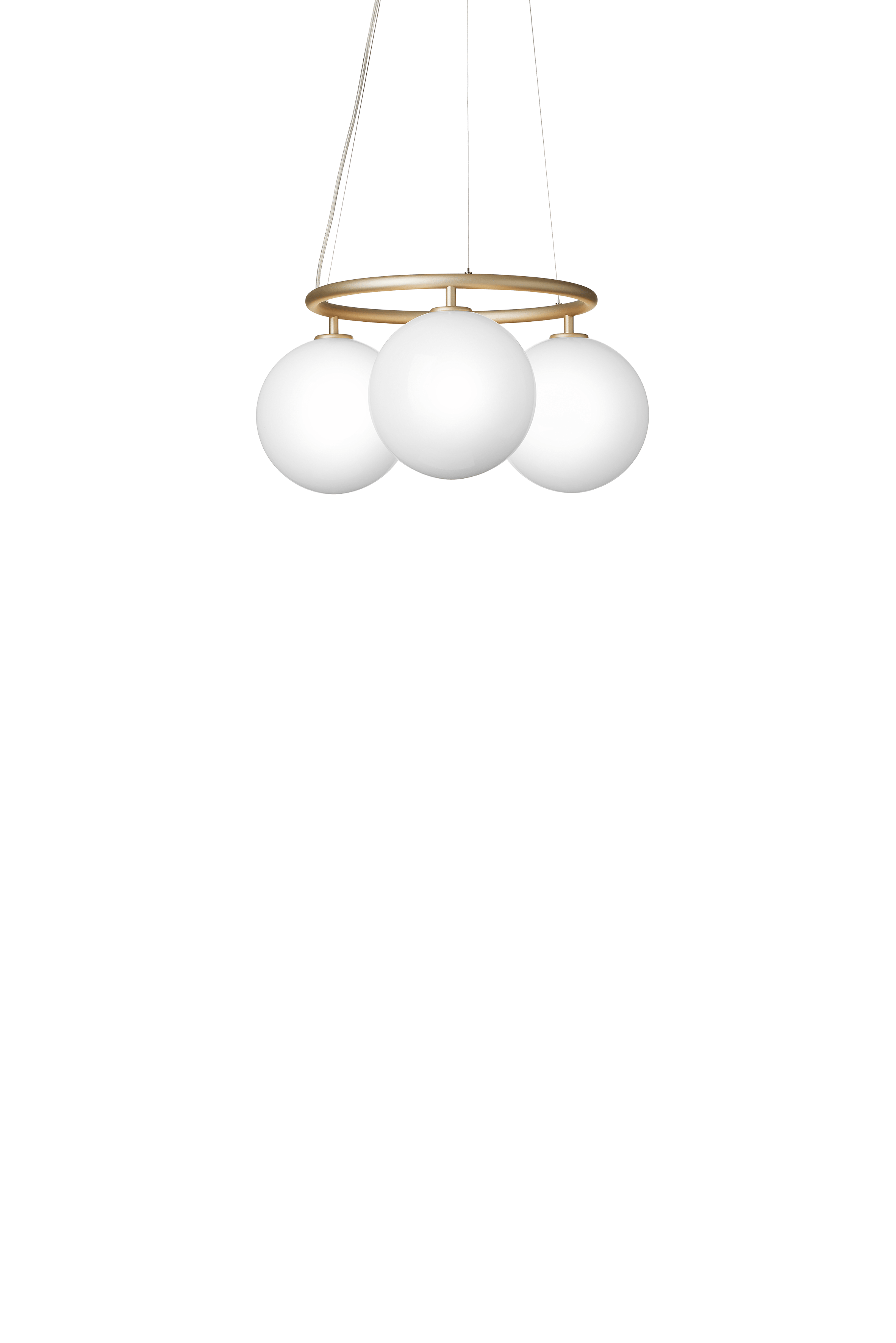 Pendelleuchte MIIRA 3 CIRCULAR aus Messing mit opalem Glas