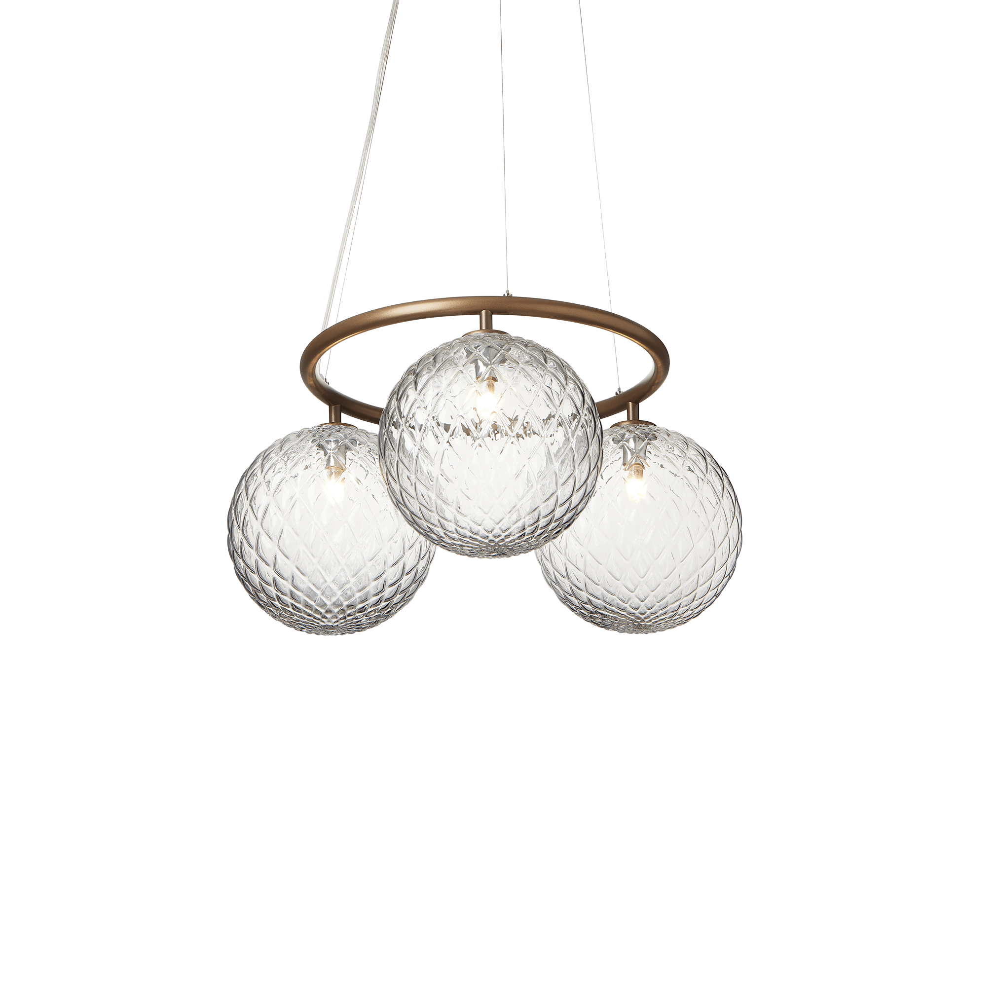 Pendelleuchte MIIRA 3 CIRCULAR dunkelbraun mit transparentem Glas