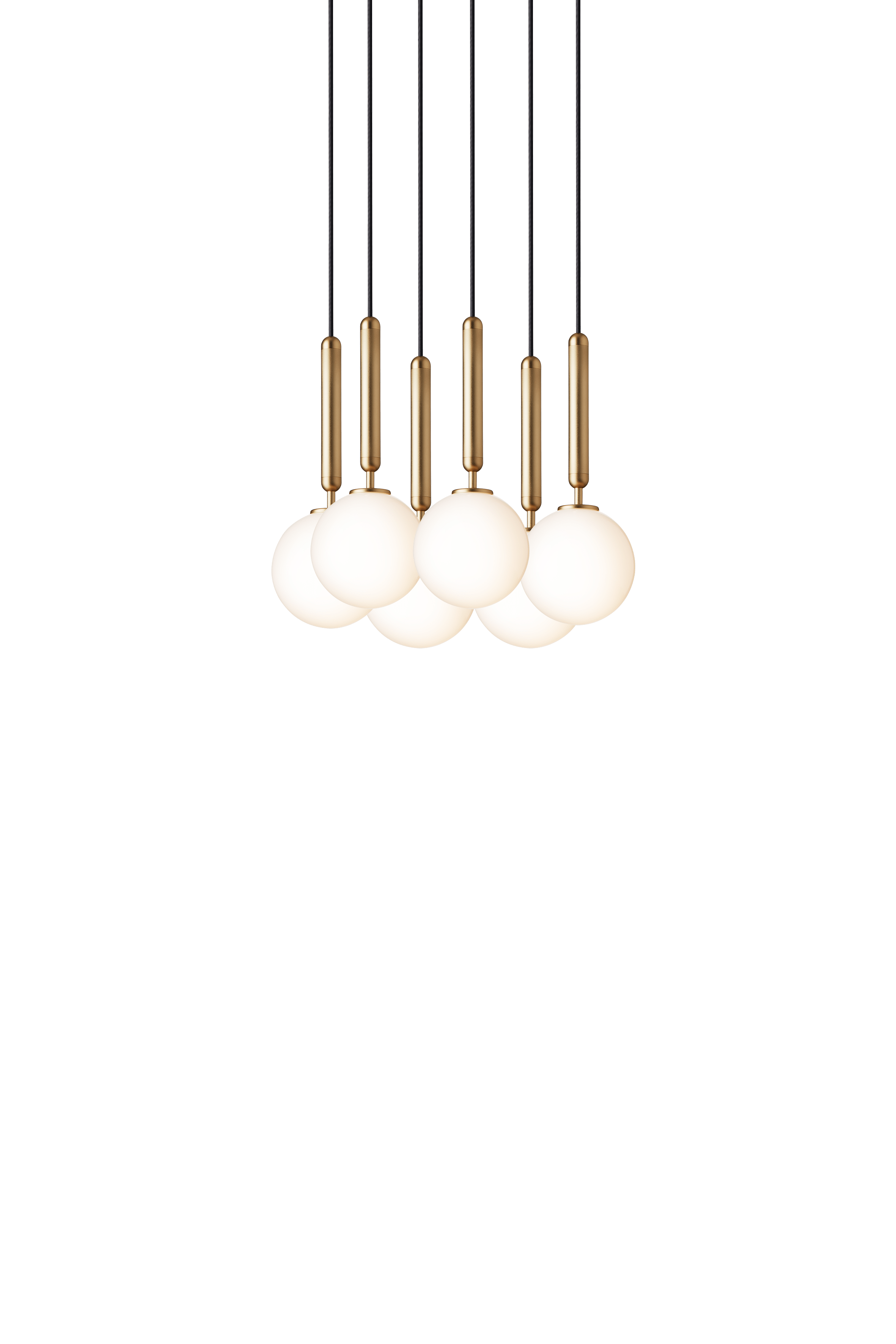 Pendelleuchte MIIRA 6 messing mit opalem Glas