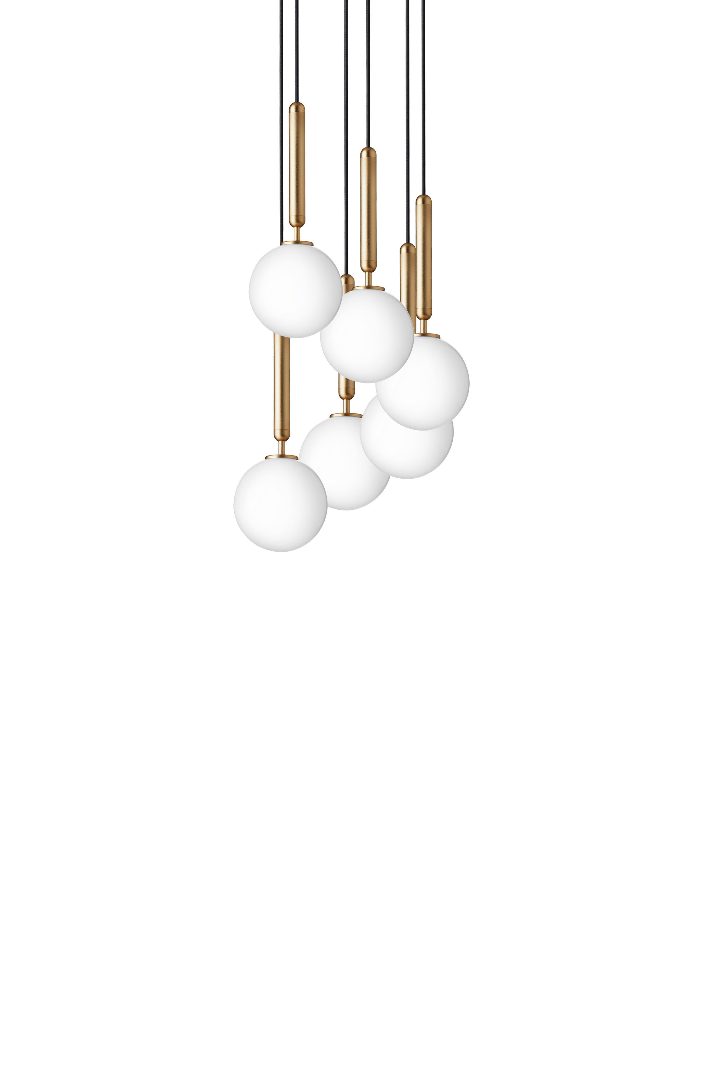 Pendelleuchte MIIRA 6 messing mit opalem Glas