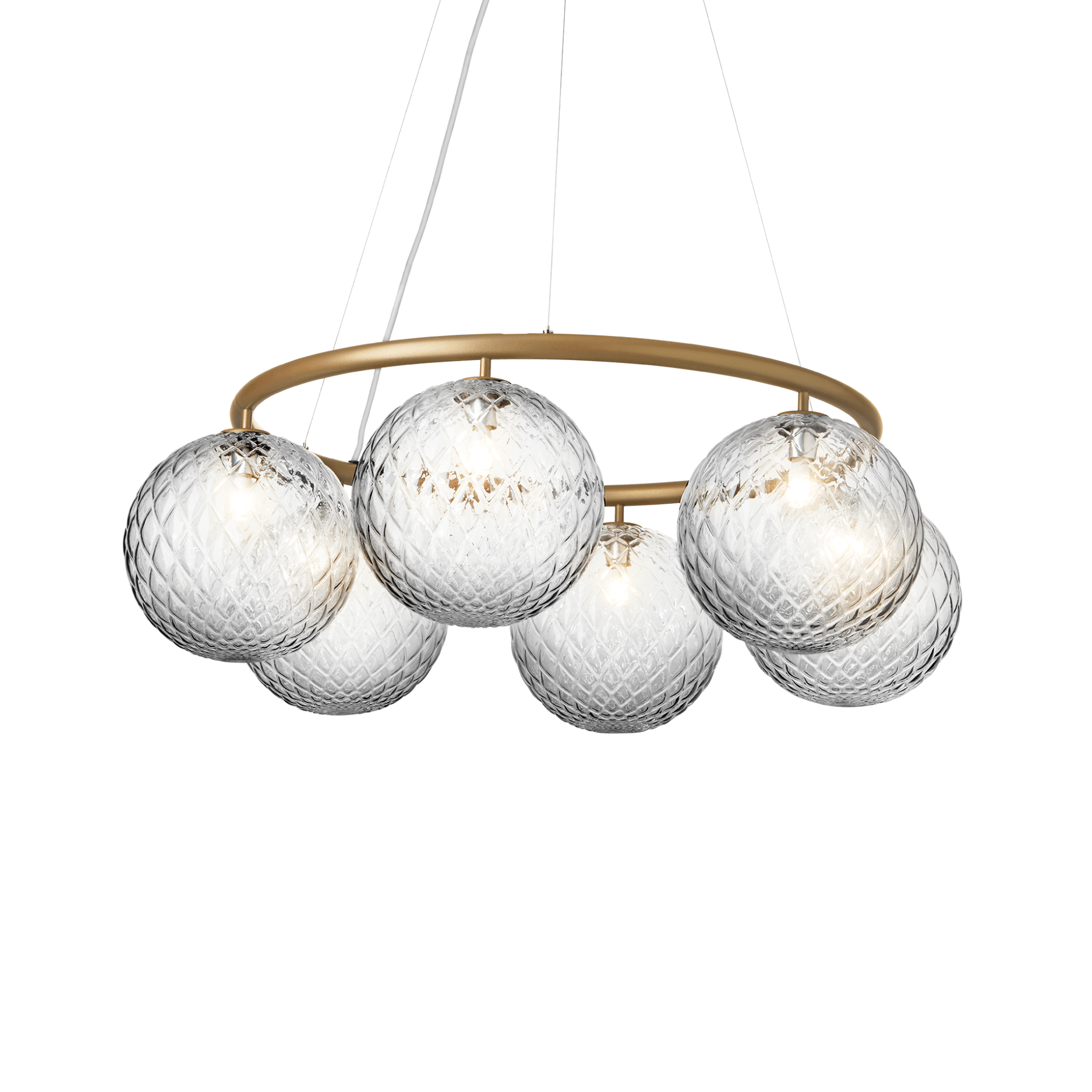 Pendelleuchte MIIRA 6 CIRCULAR aus Messing mit transparentem Glas