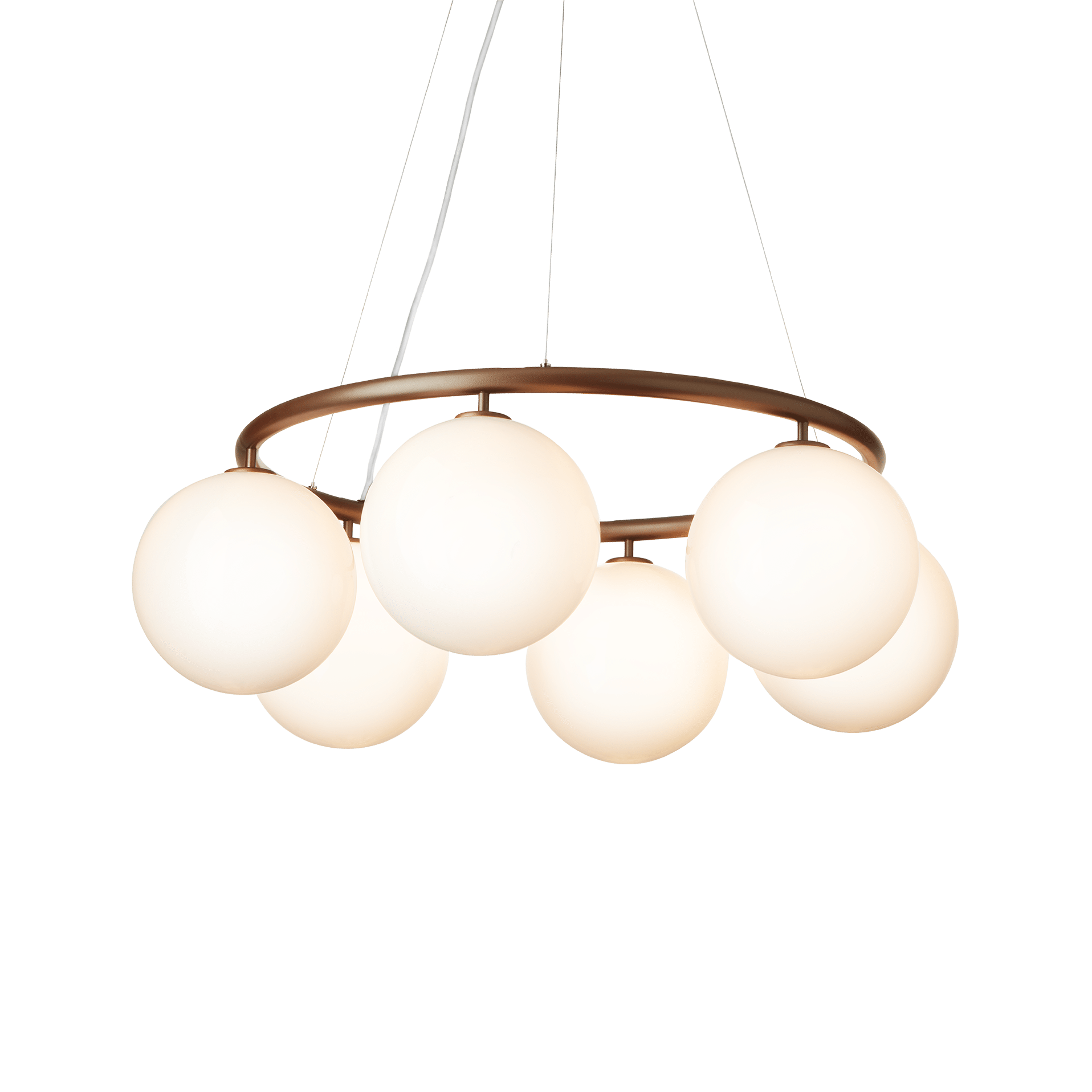 Pendelleuchte MIIRA 6 CIRCULAR dunkelbraun mit opalem Glas