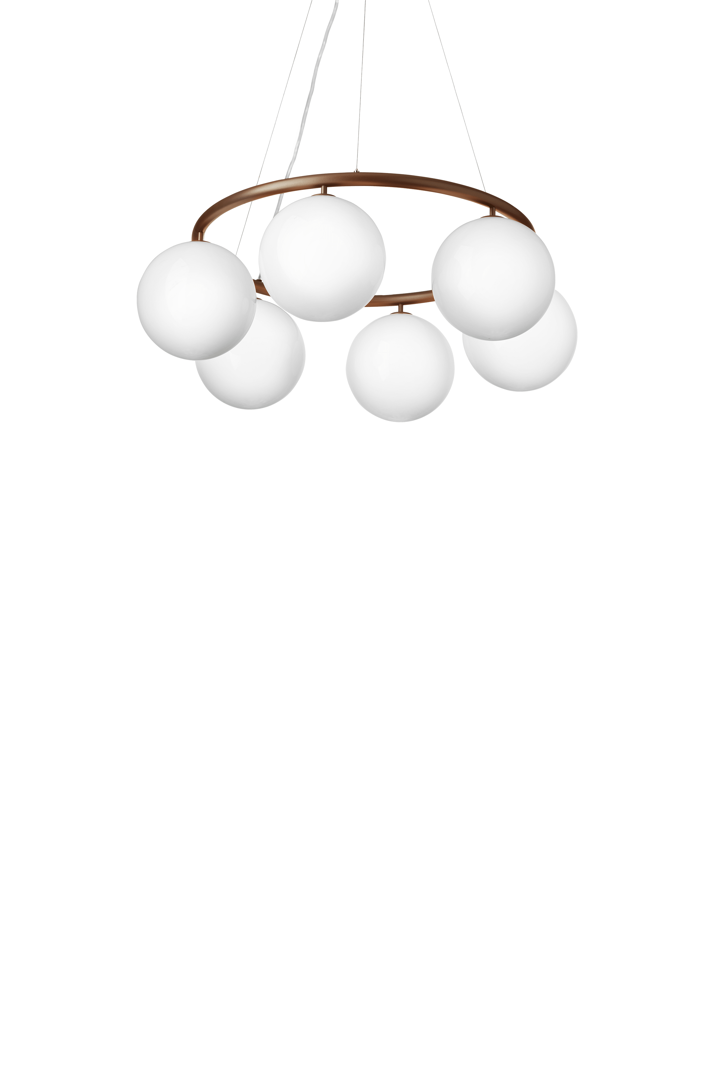Pendelleuchte MIIRA 6 CIRCULAR dunkelbraun mit opalem Glas