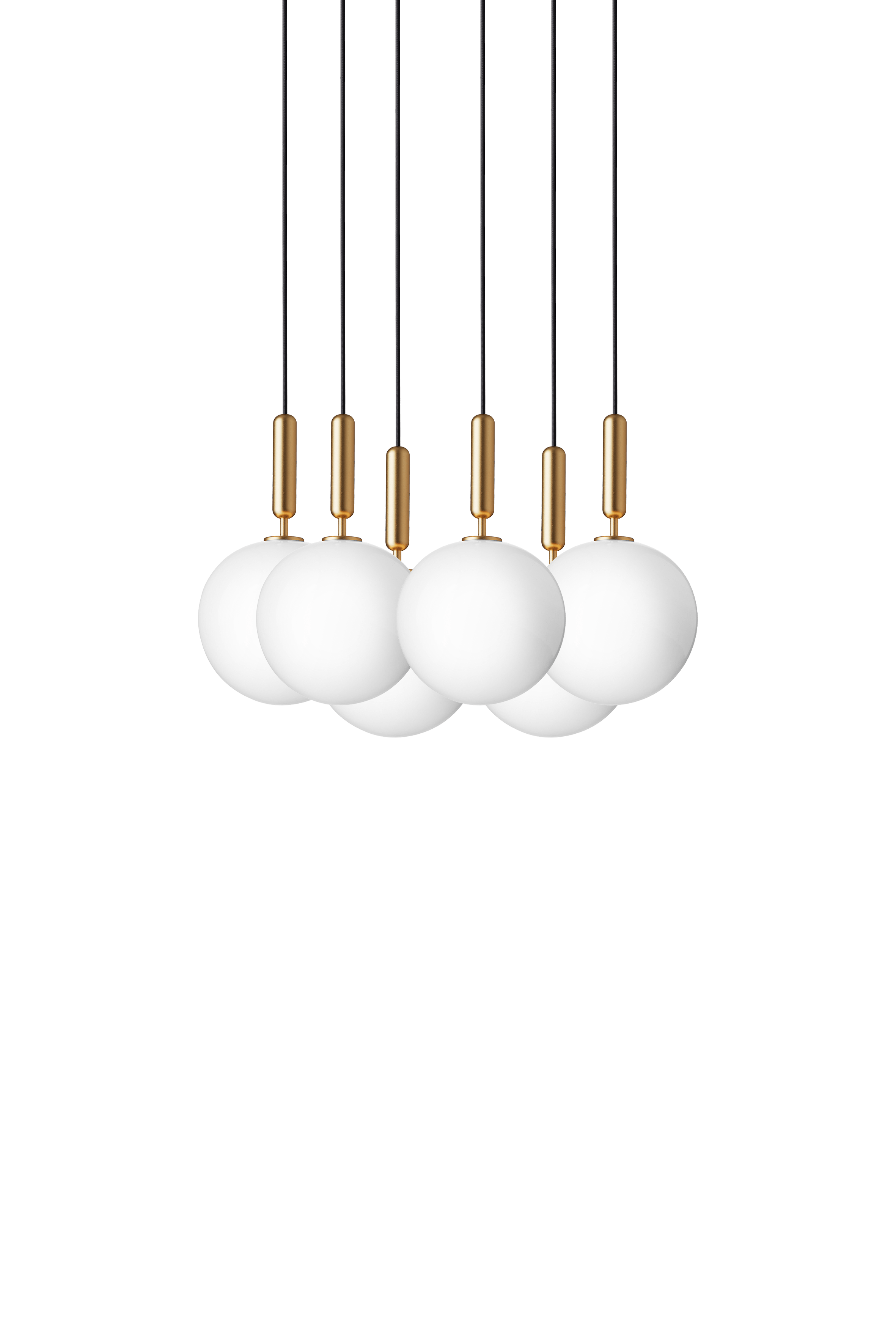 Pendelleuchte MIIRA 6 messing mit opalem Glas