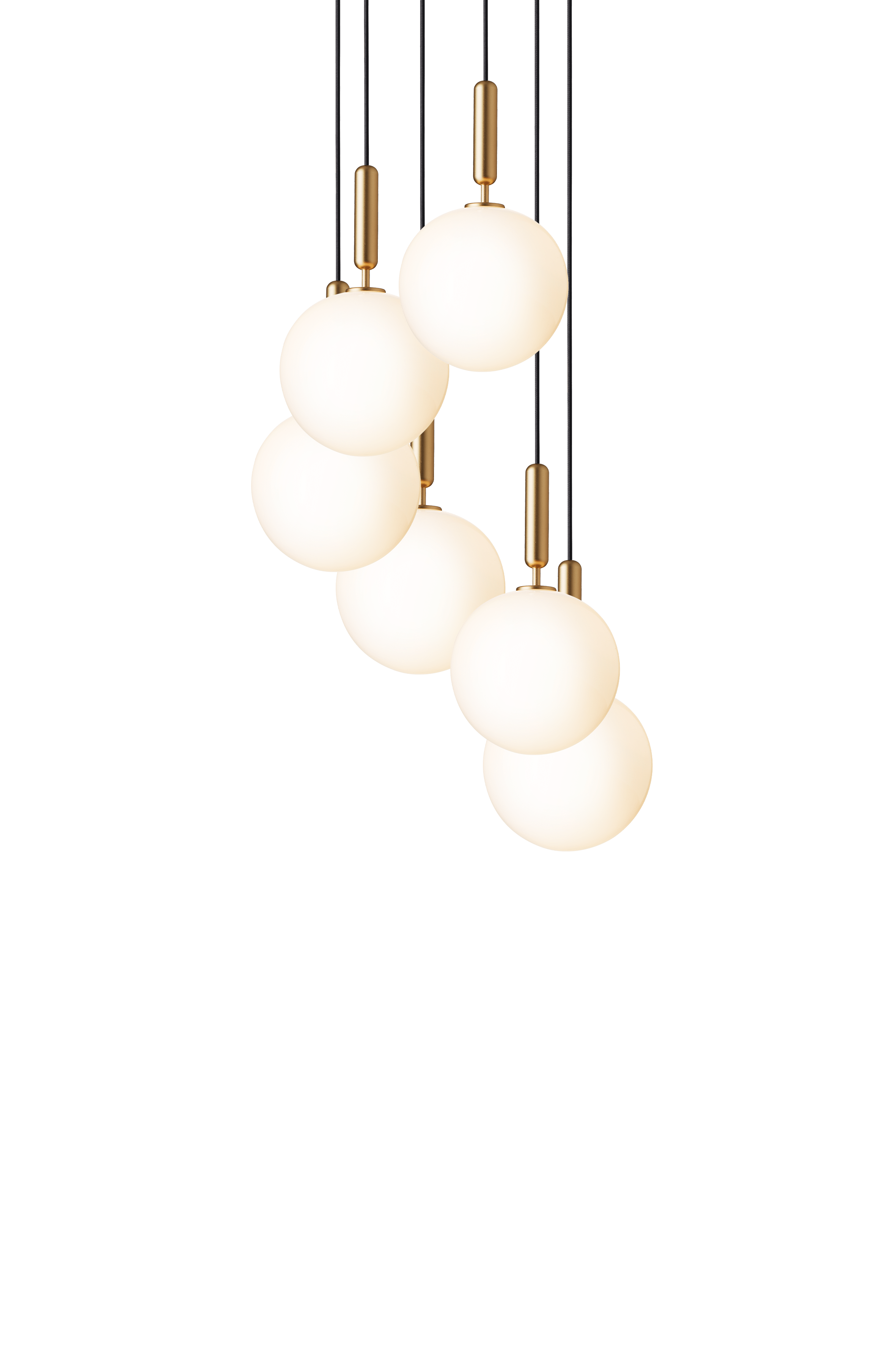 Pendelleuchte MIIRA 6 messing mit opalem Glas
