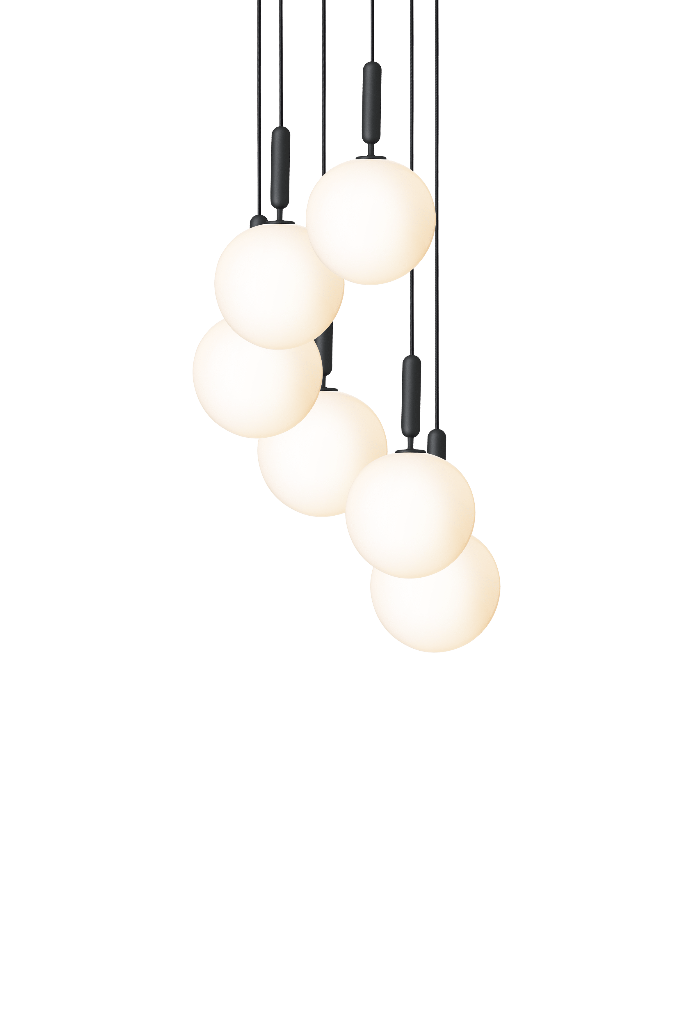Pendelleuchte MIIRA 6 grafit mit opalem Glas