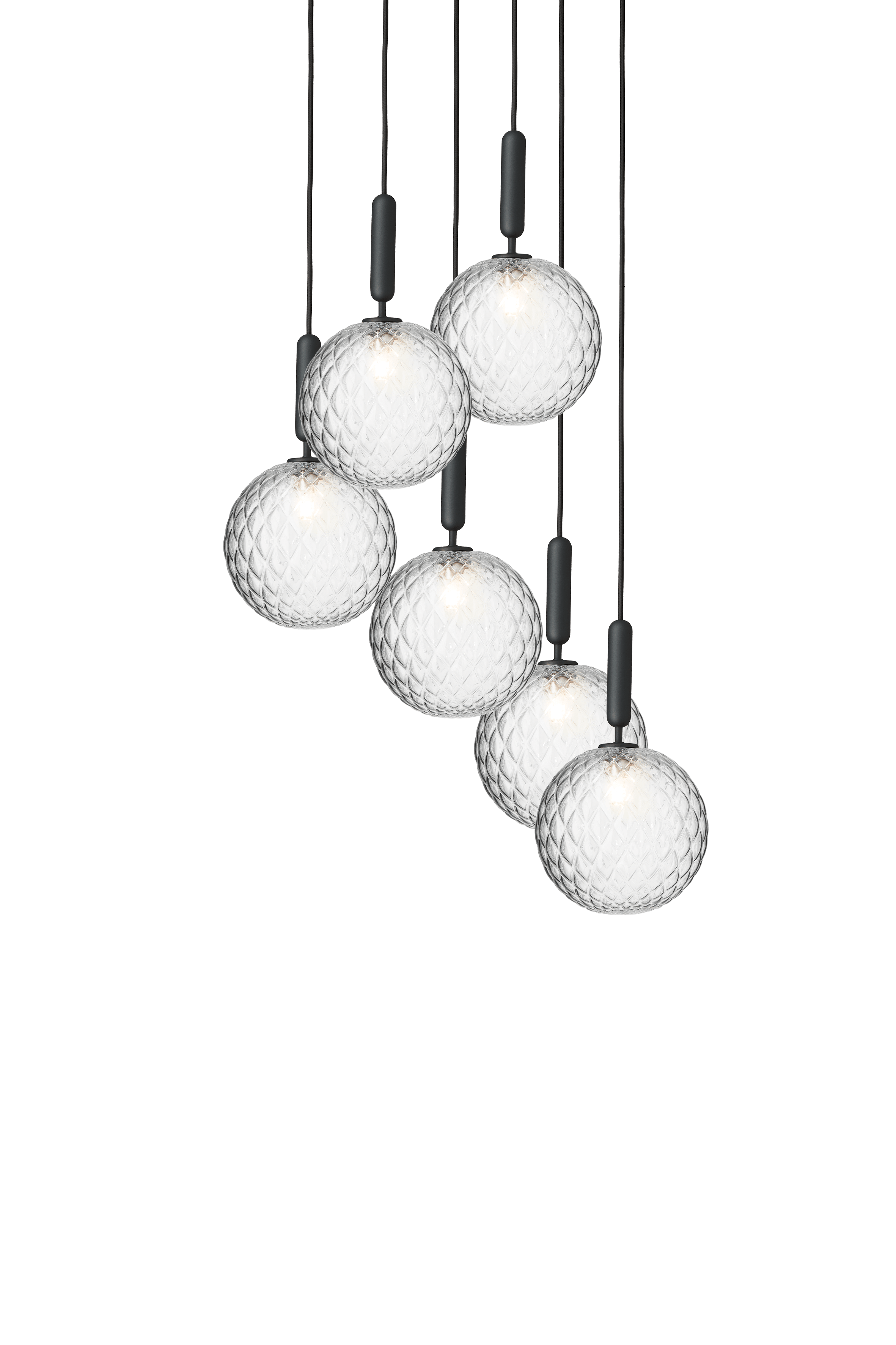 Pendelleuchte MIIRA 6 graphit mit transparentem Glas