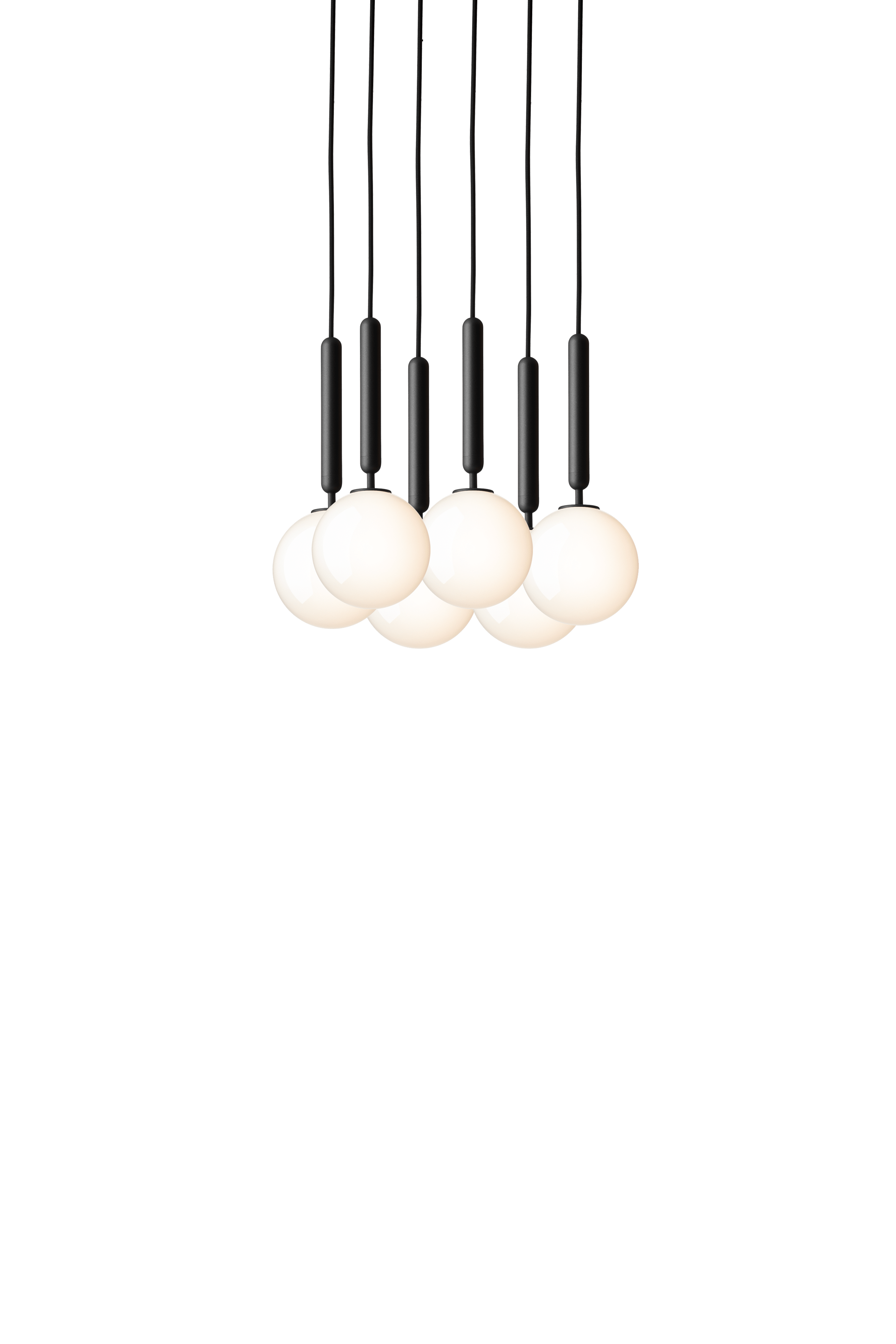 Pendelleuchte MIIRA 6 grafit mit opalem Glas