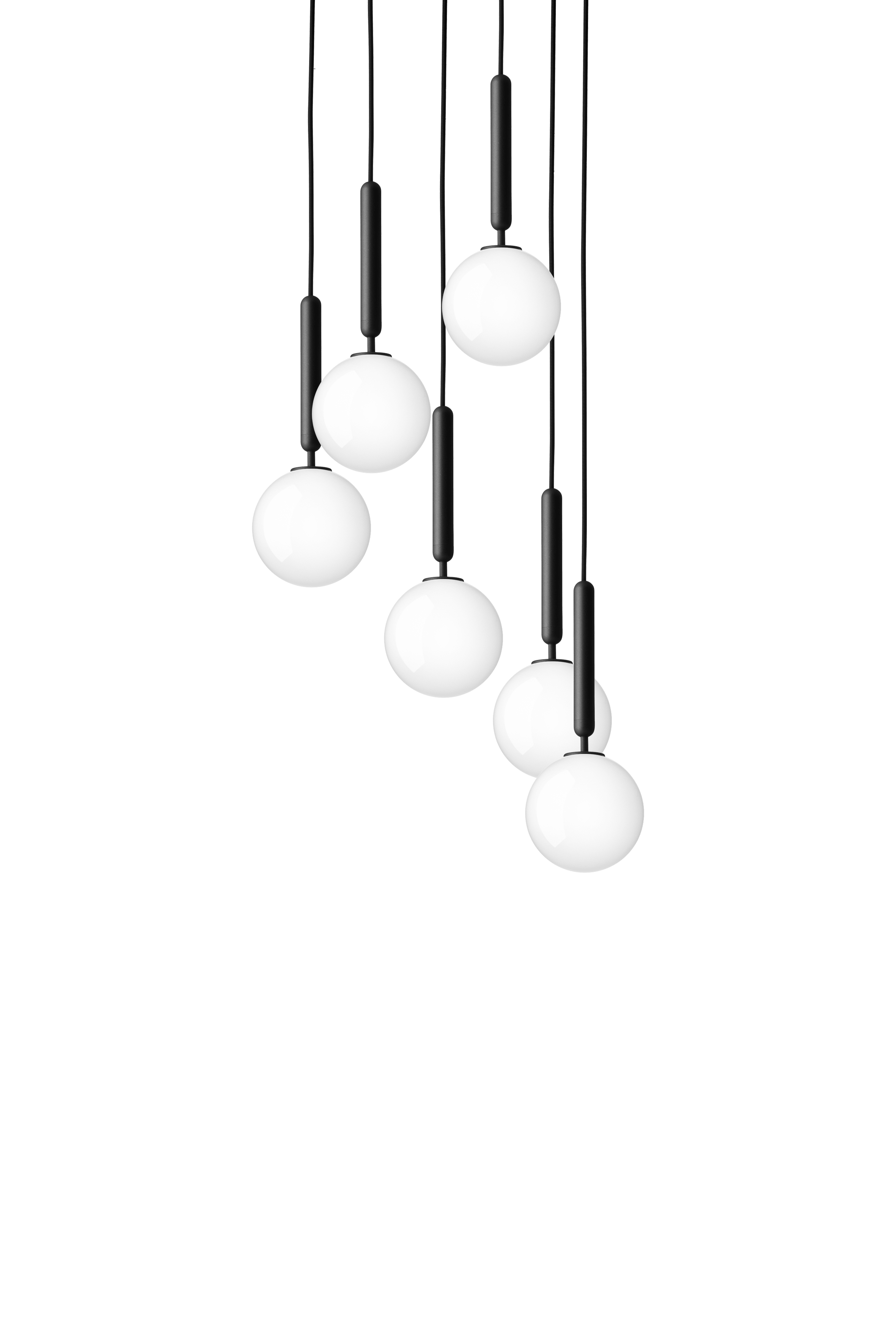 Pendelleuchte MIIRA 6 grafit mit opalem Glas