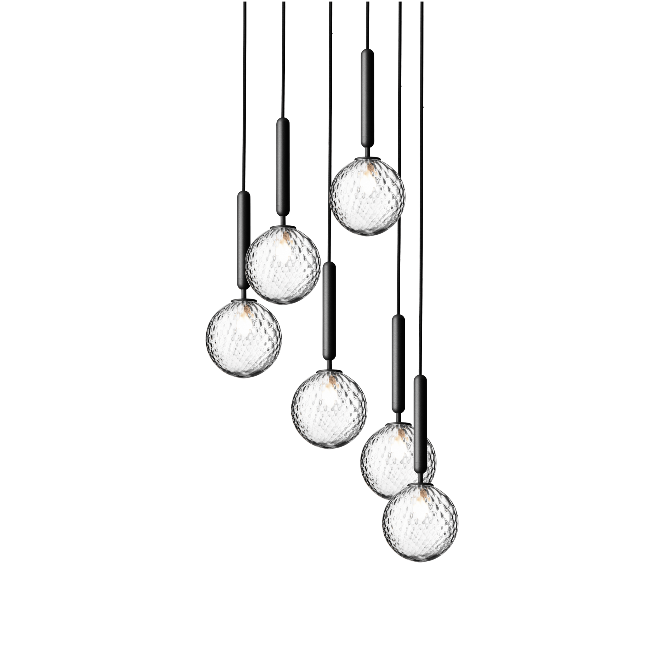 Pendelleuchte MIIRA 6 graphit mit transparentem Glas