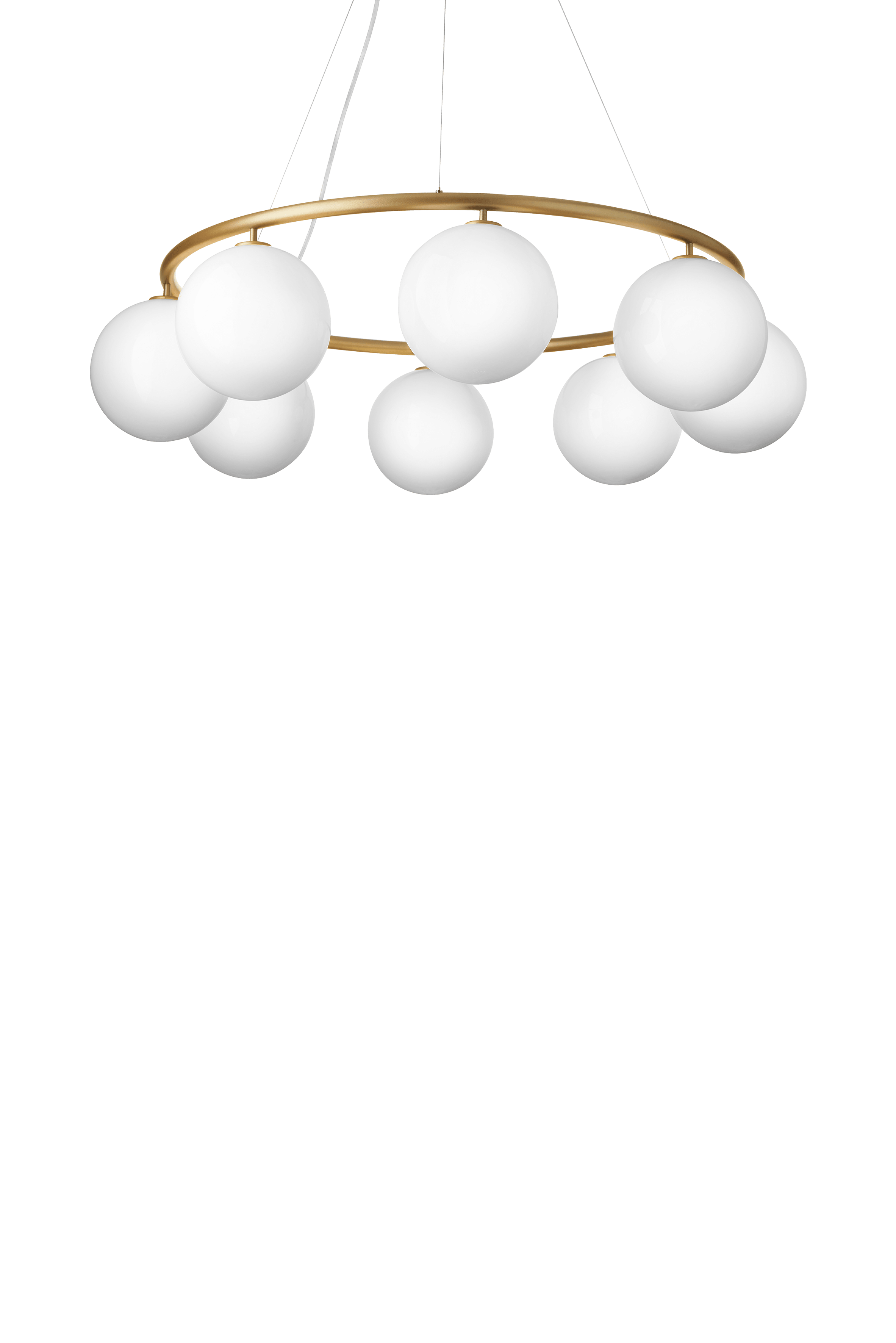 Pendelleuchte MIIRA 8 CIRCULAR aus Messing mit opalem Glas