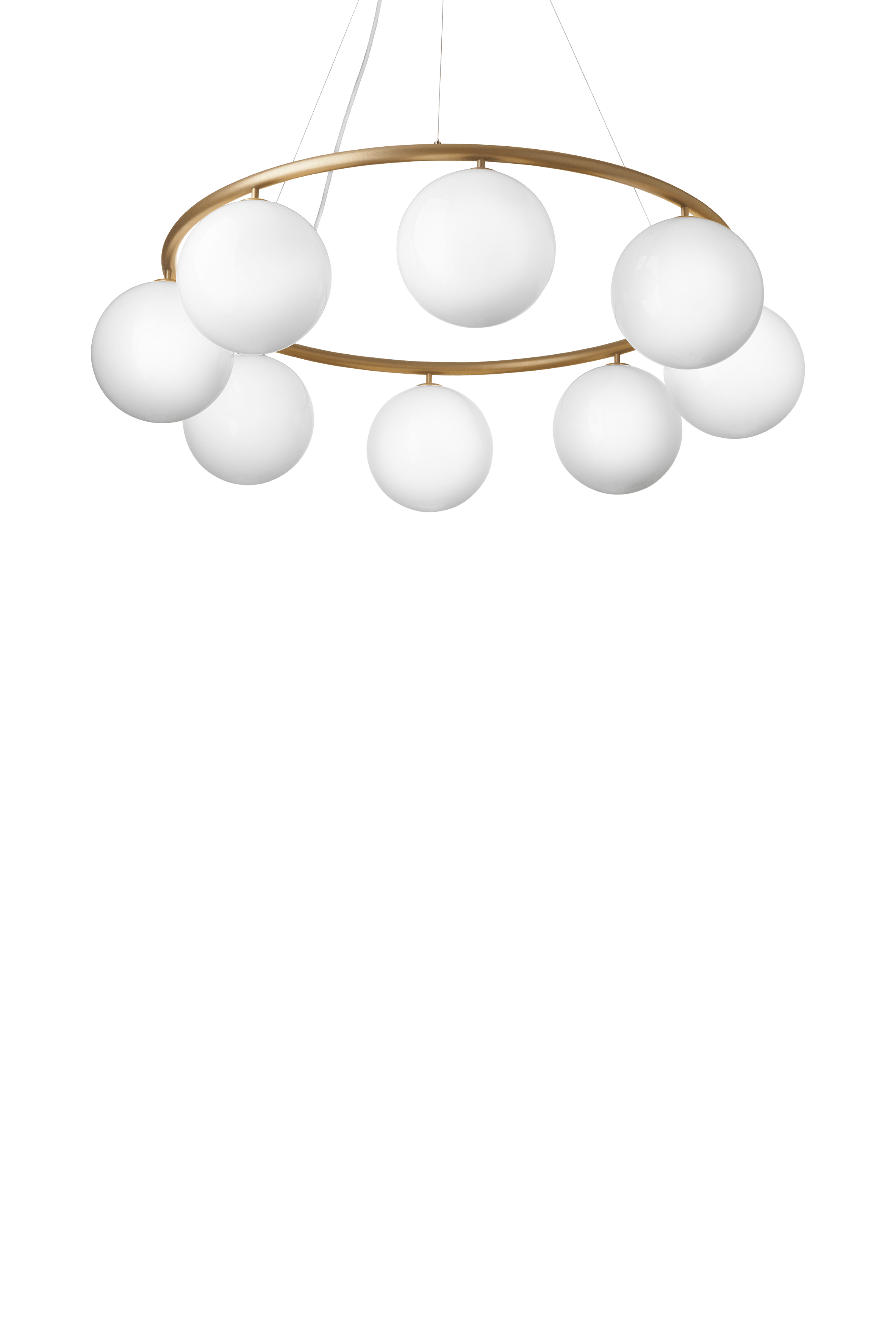 Pendelleuchte MIIRA 8 CIRCULAR aus Messing mit opalem Glas