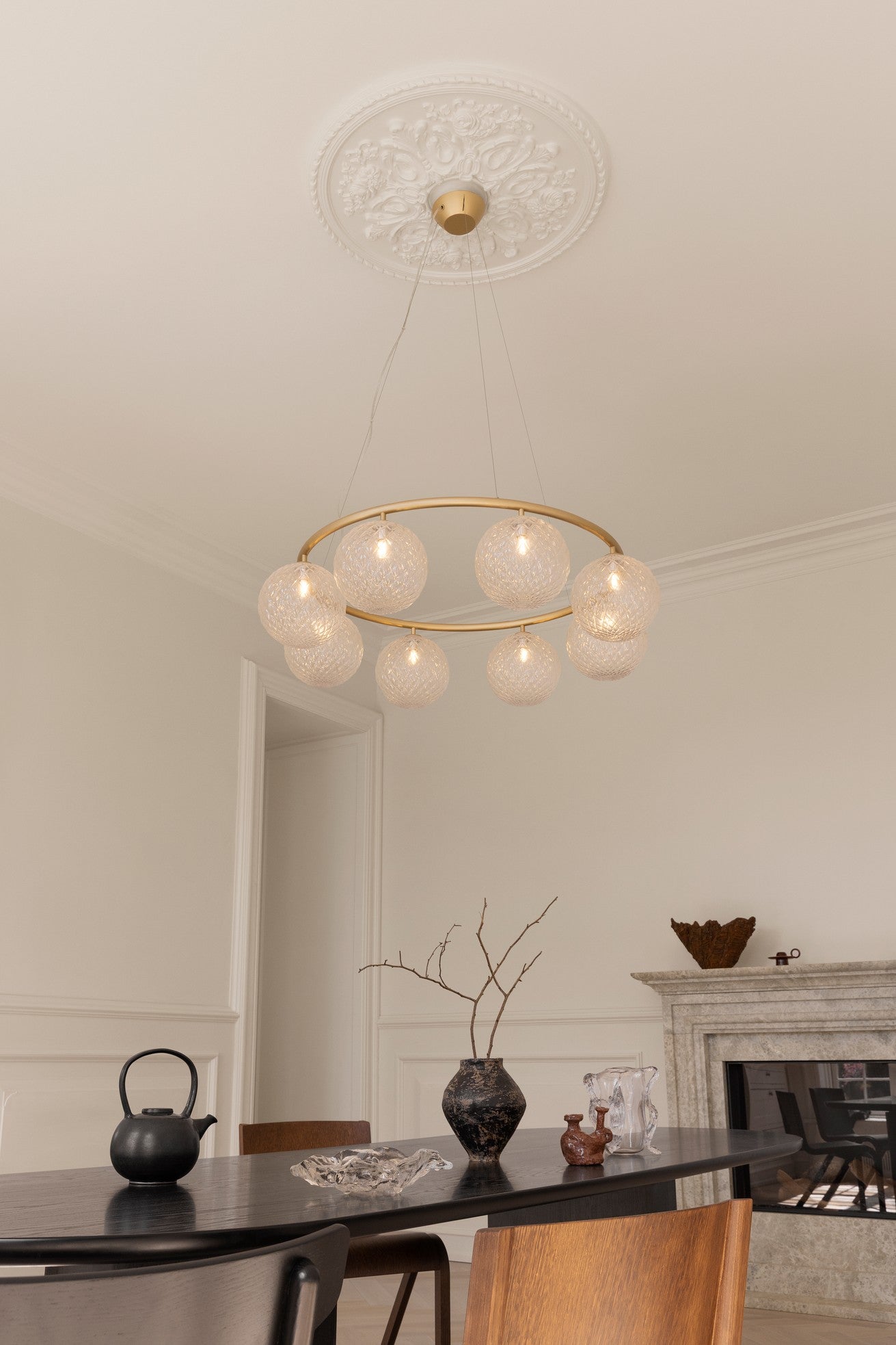 MIIRA 8 CIRCULAR Pendant Lamp in Brass with Transparent Glass