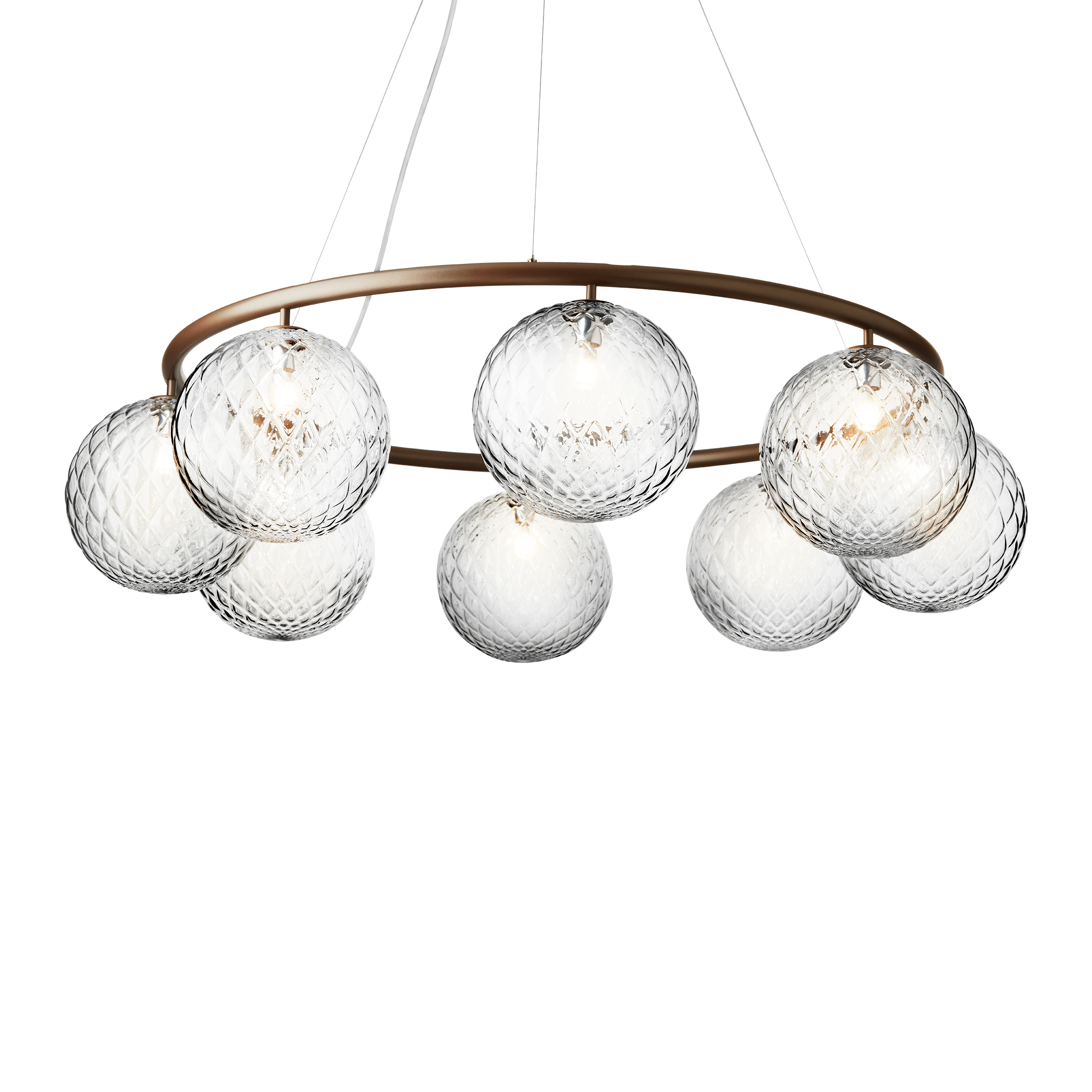 Pendelleuchte MIIRA 8 CIRCULAR dunkelbraun mit transparentem Glas