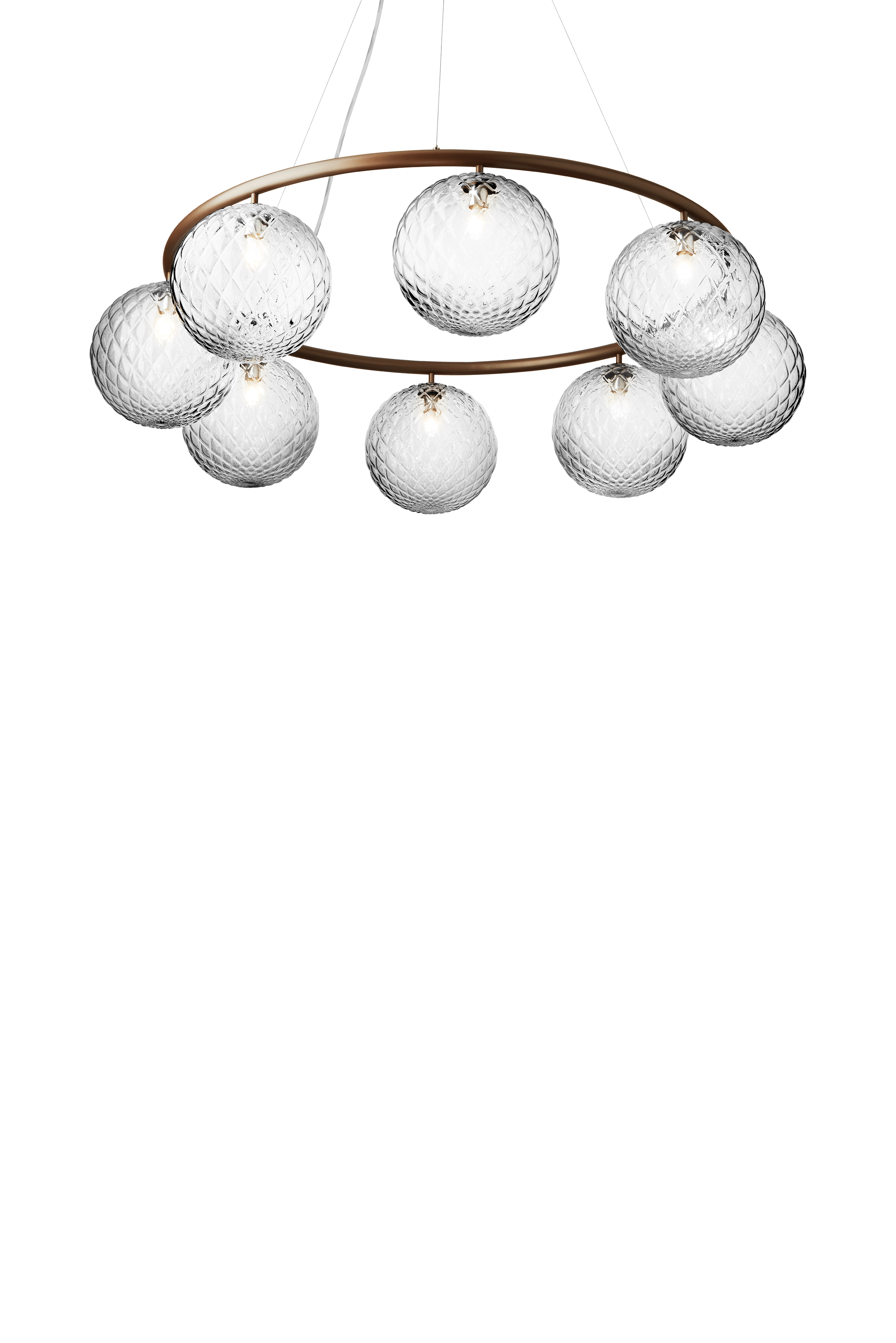 Pendelleuchte MIIRA 8 CIRCULAR dunkelbraun mit transparentem Glas