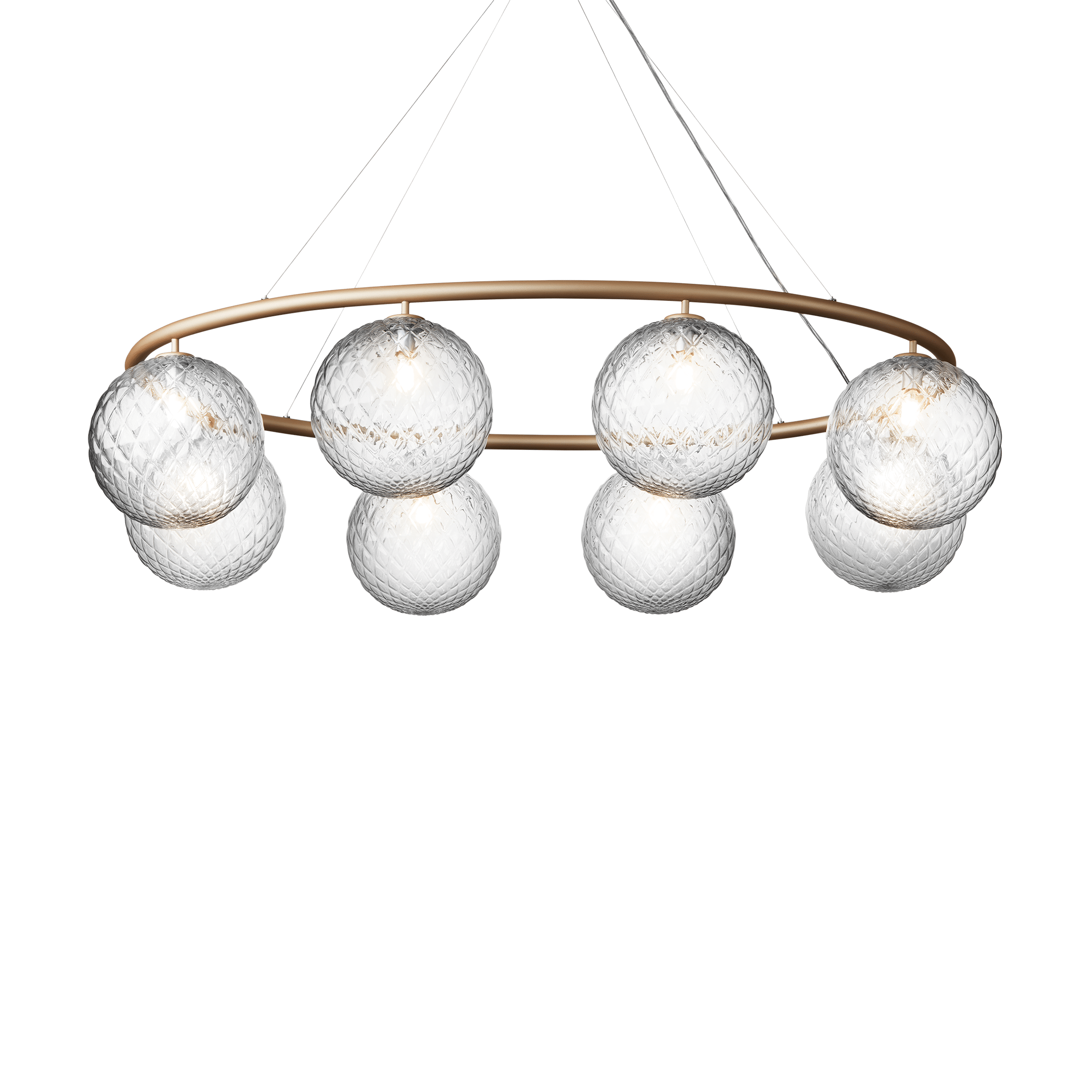 MIIRA 8 OVAL Pendant Lamp in Brass with Transparent Glass