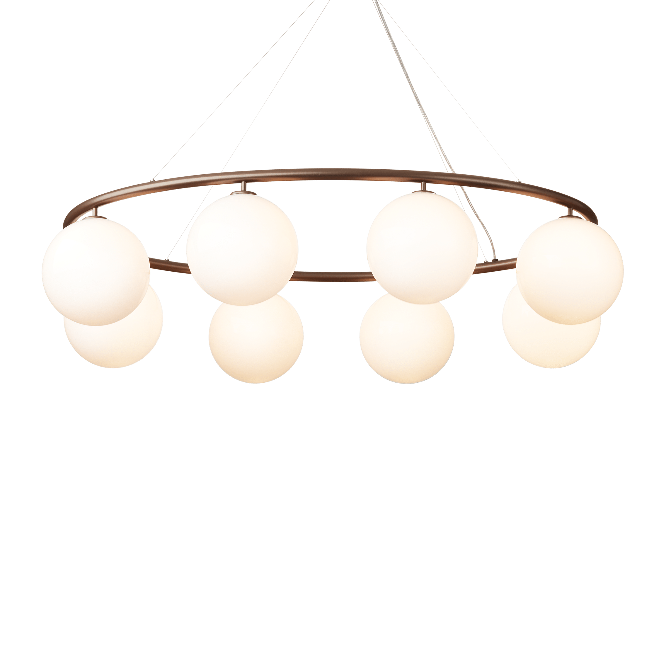 Pendelleuchte MIIRA 8 OVAL dunkelbraun mit opalem Glas