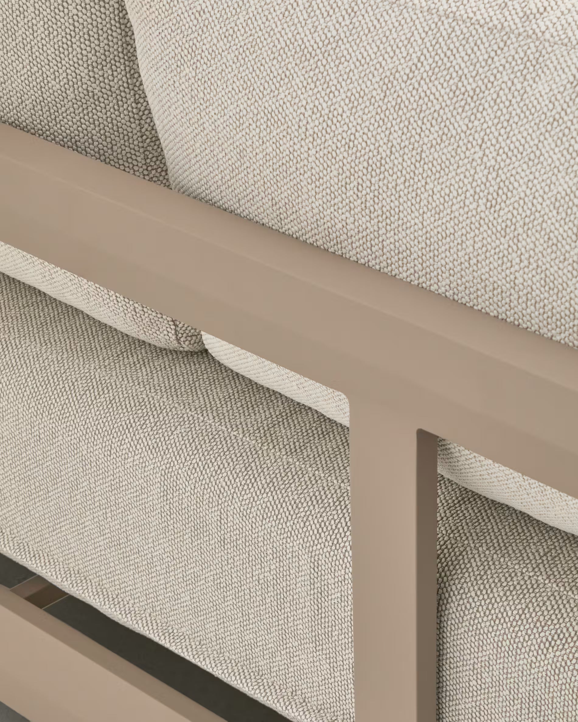 NERANO Light Beige 3-Seater Garden Sofa with Gray Beige Base