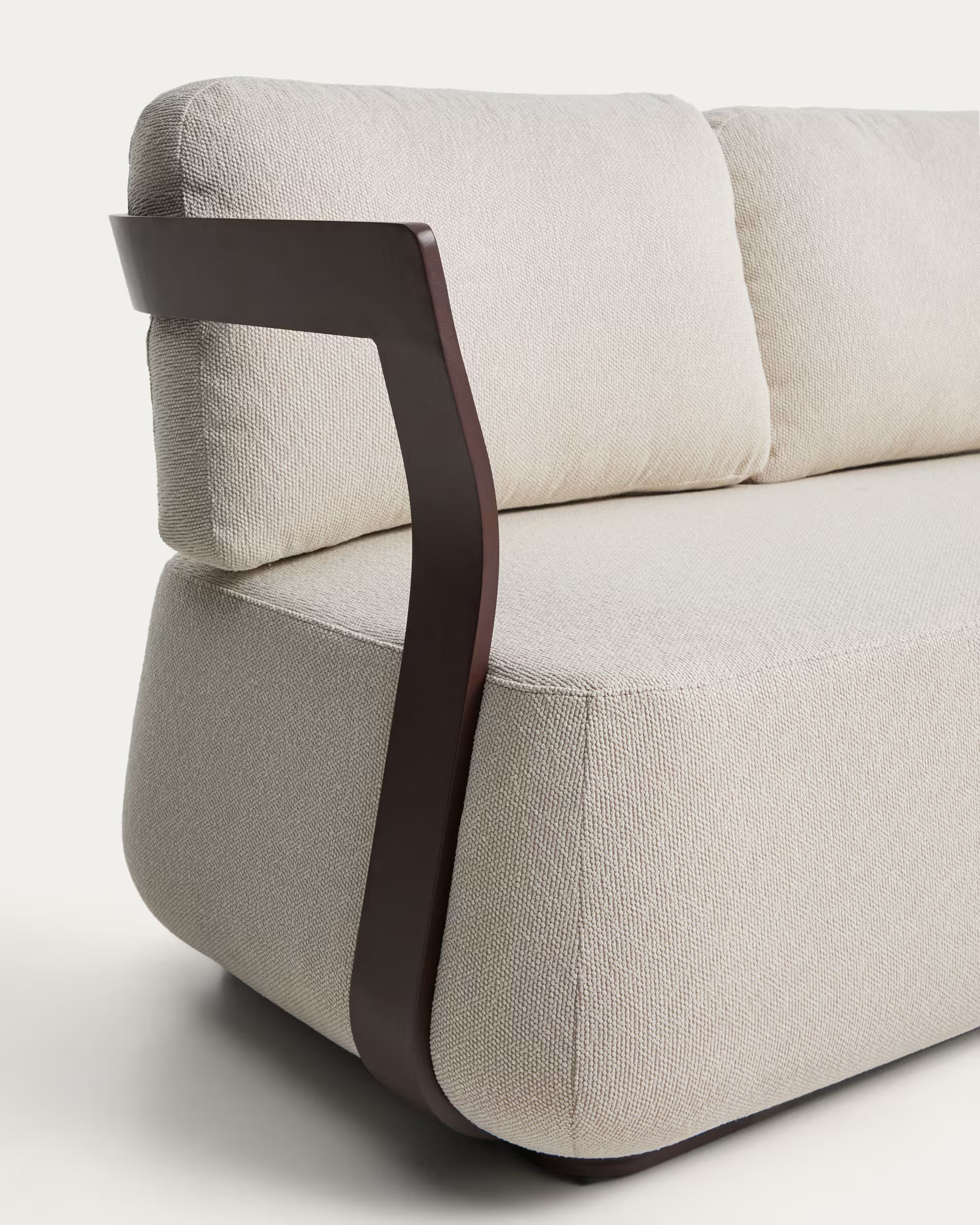 TAMARIS ecru 3-seater garden sofa with brown base