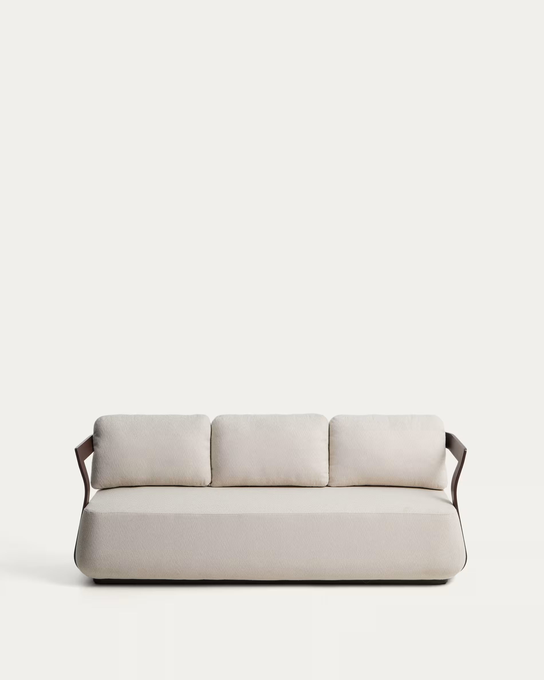 TAMARIS ecru 3-seater garden sofa with brown base