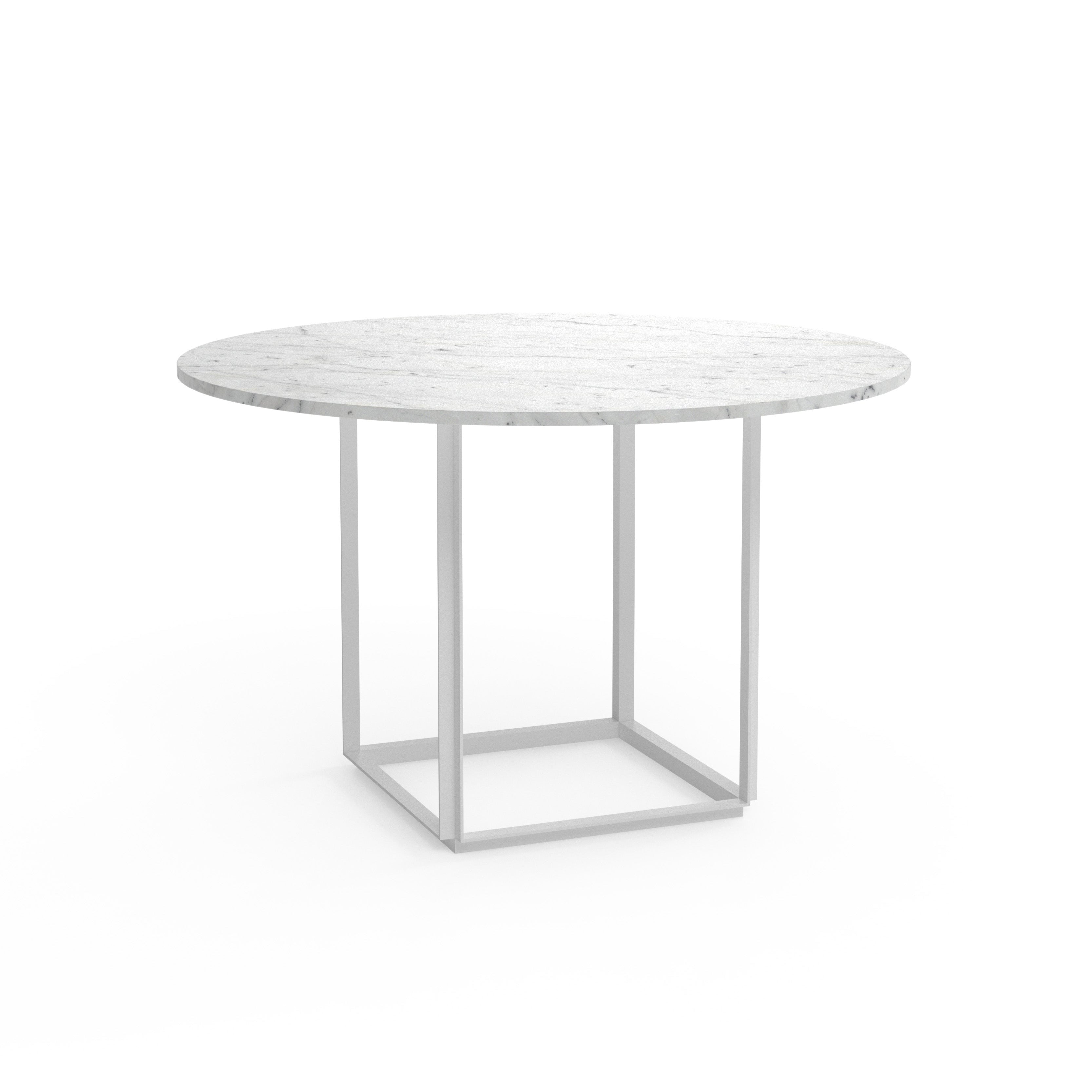 Round table Florence white-gray marble with white base