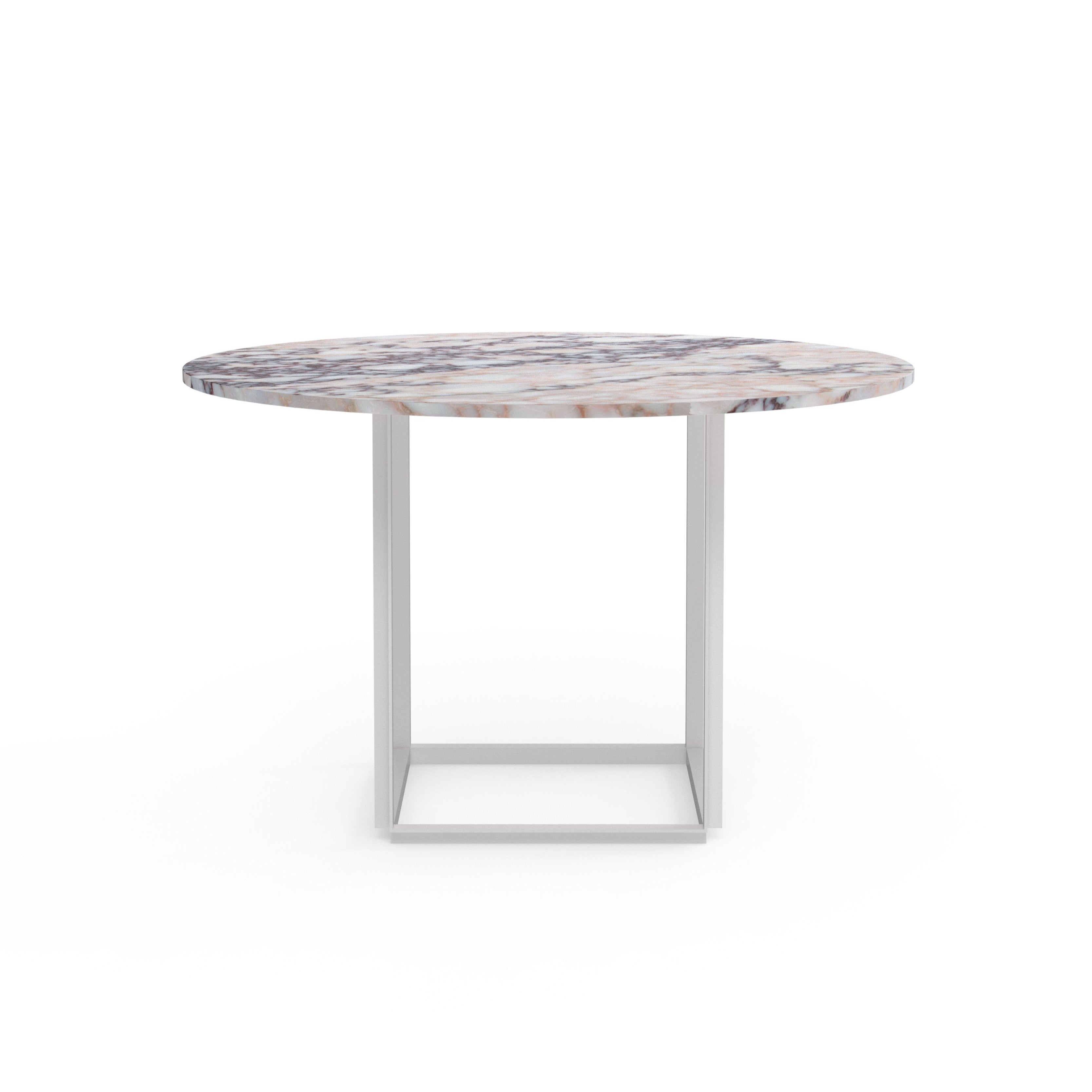 Round table Florence white and purple marble with white base