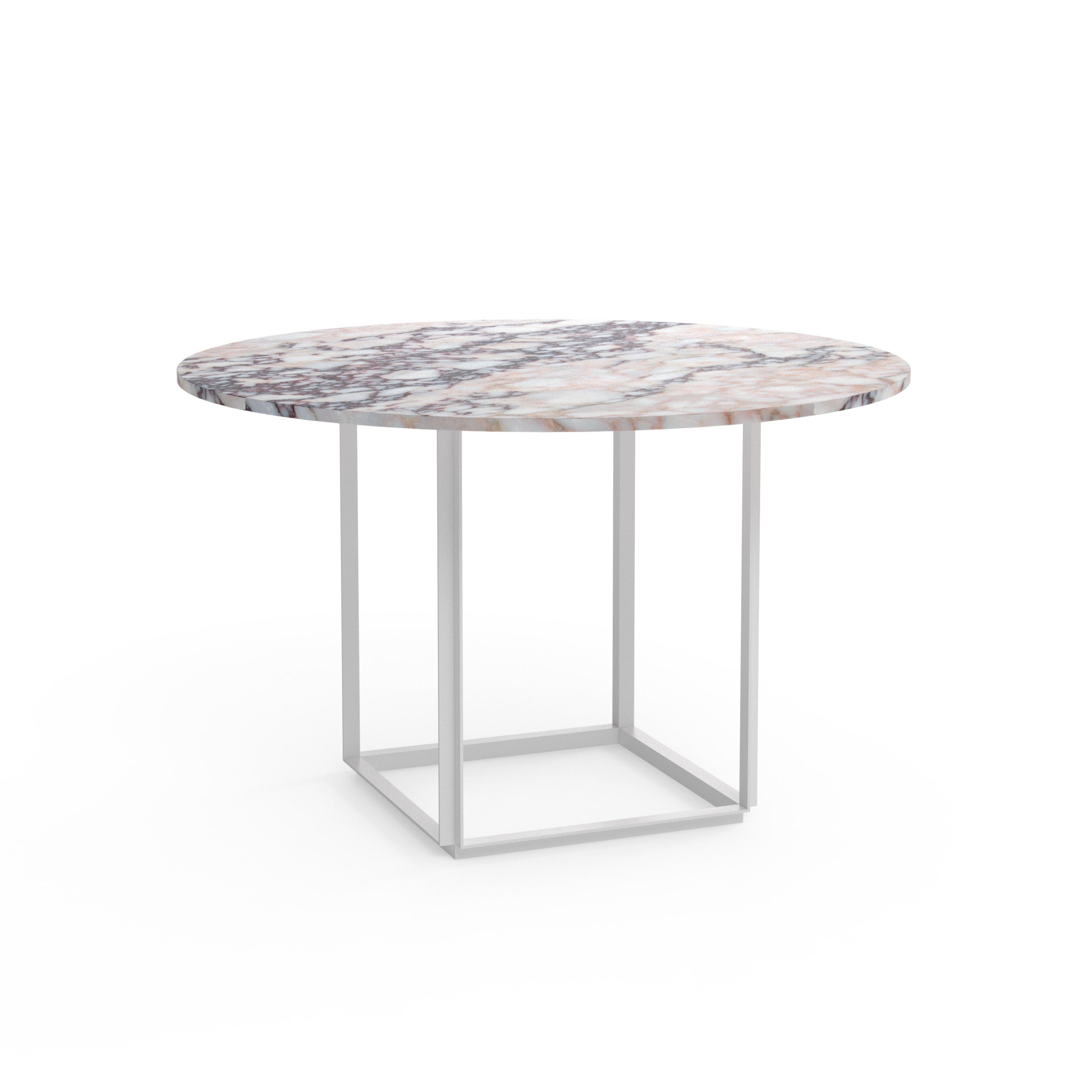 Round table Florence white and purple marble with white base