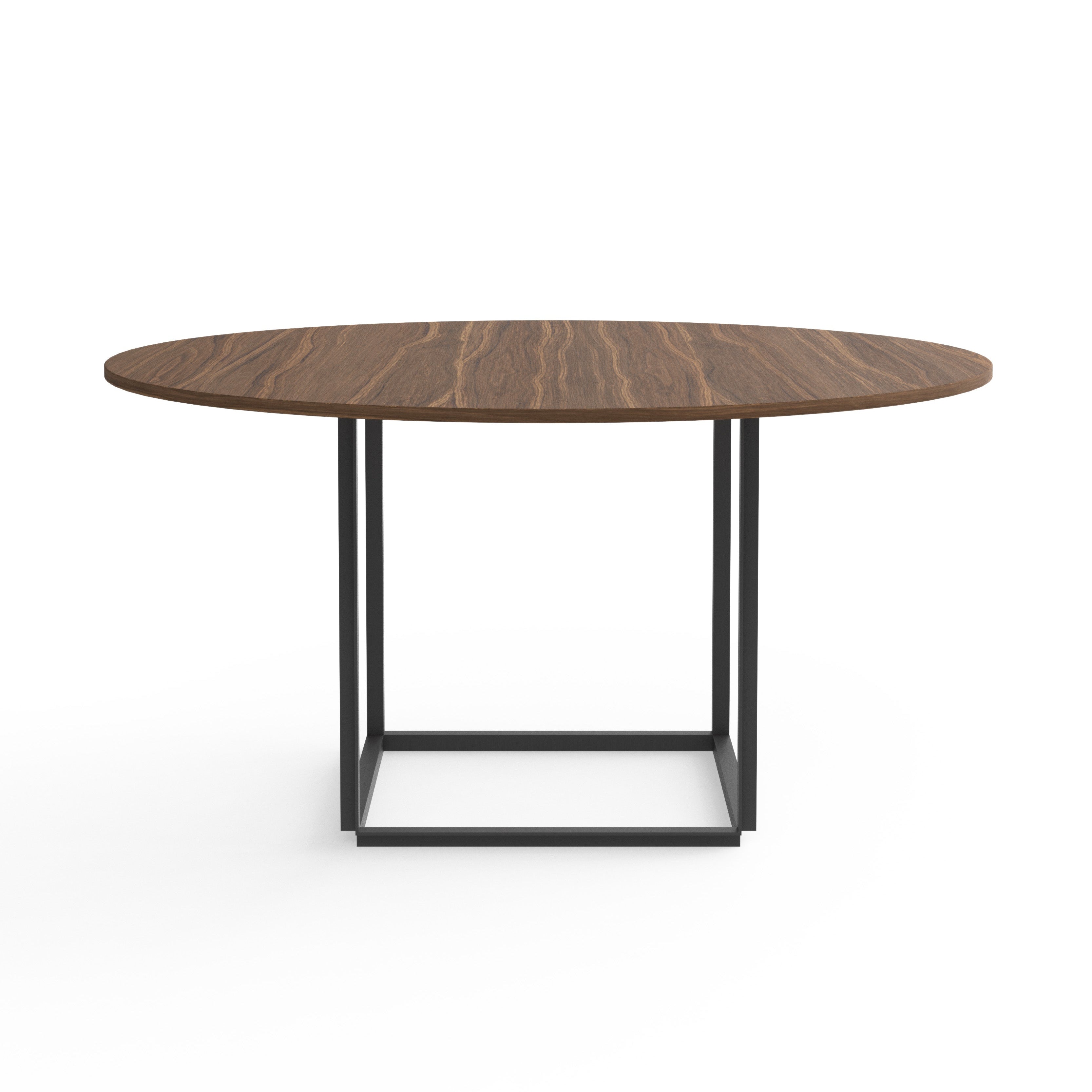 Round table Florence nut veneer with a black base