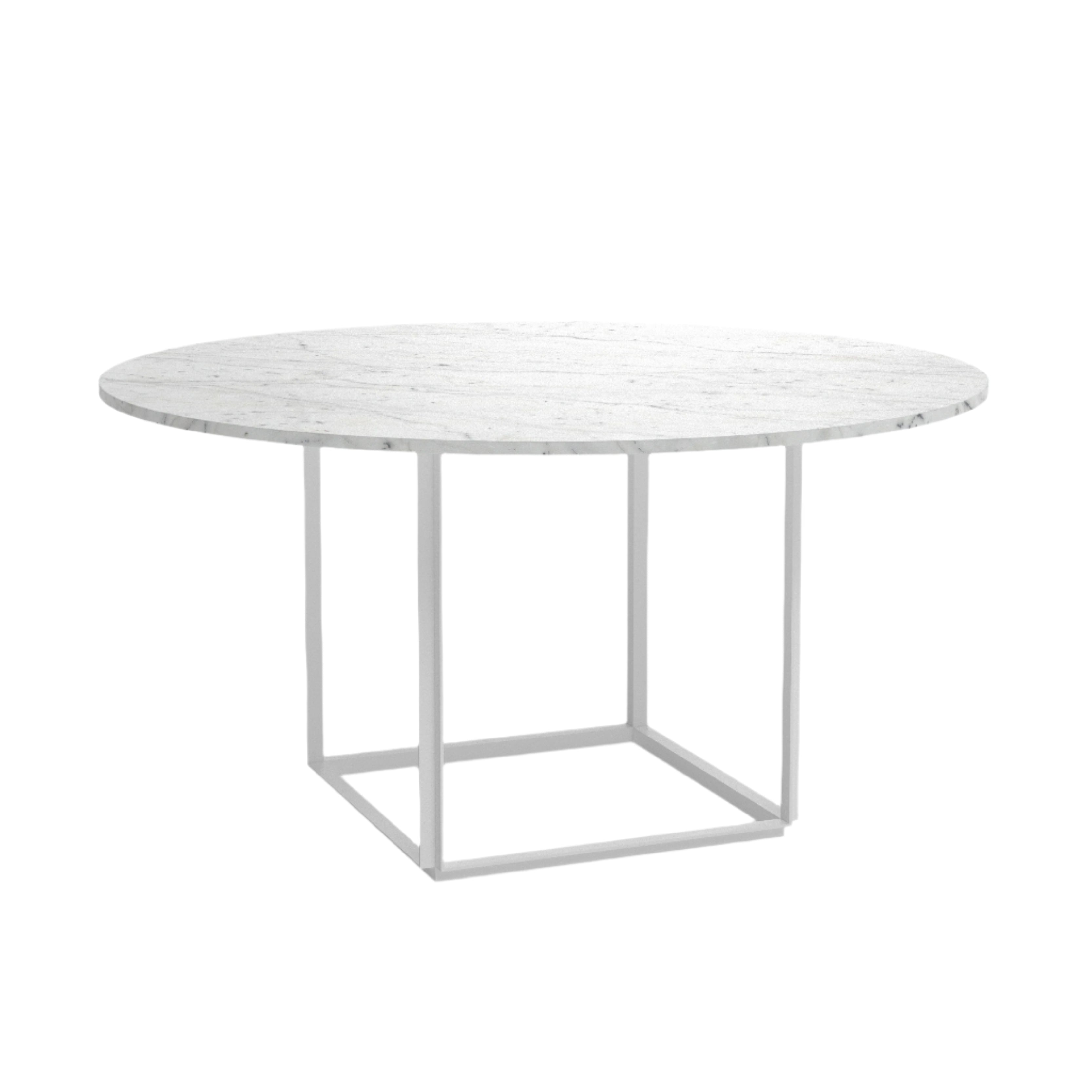 Round table Florence white-gray marble with white base