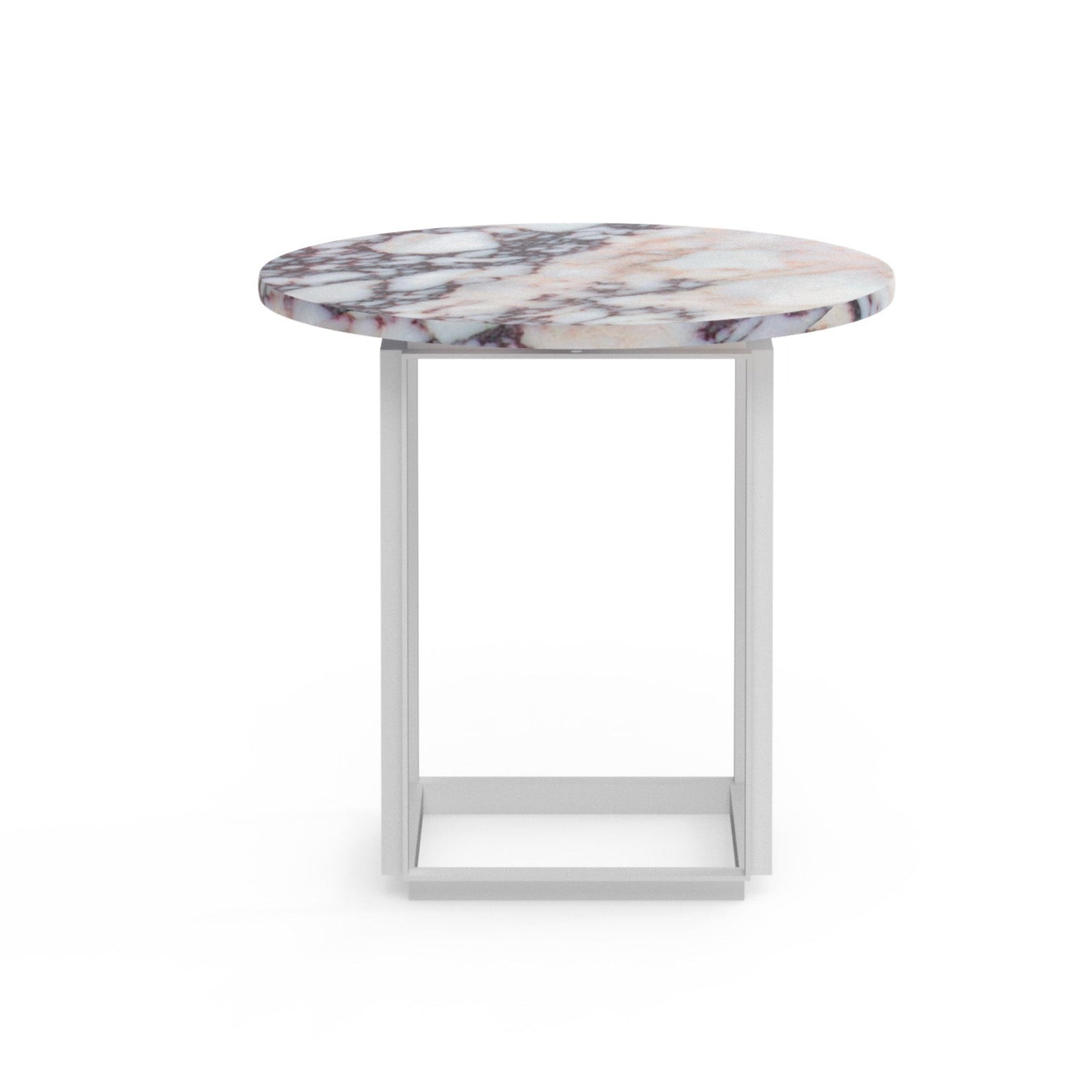 Side table Florence white and purple marble with a white base