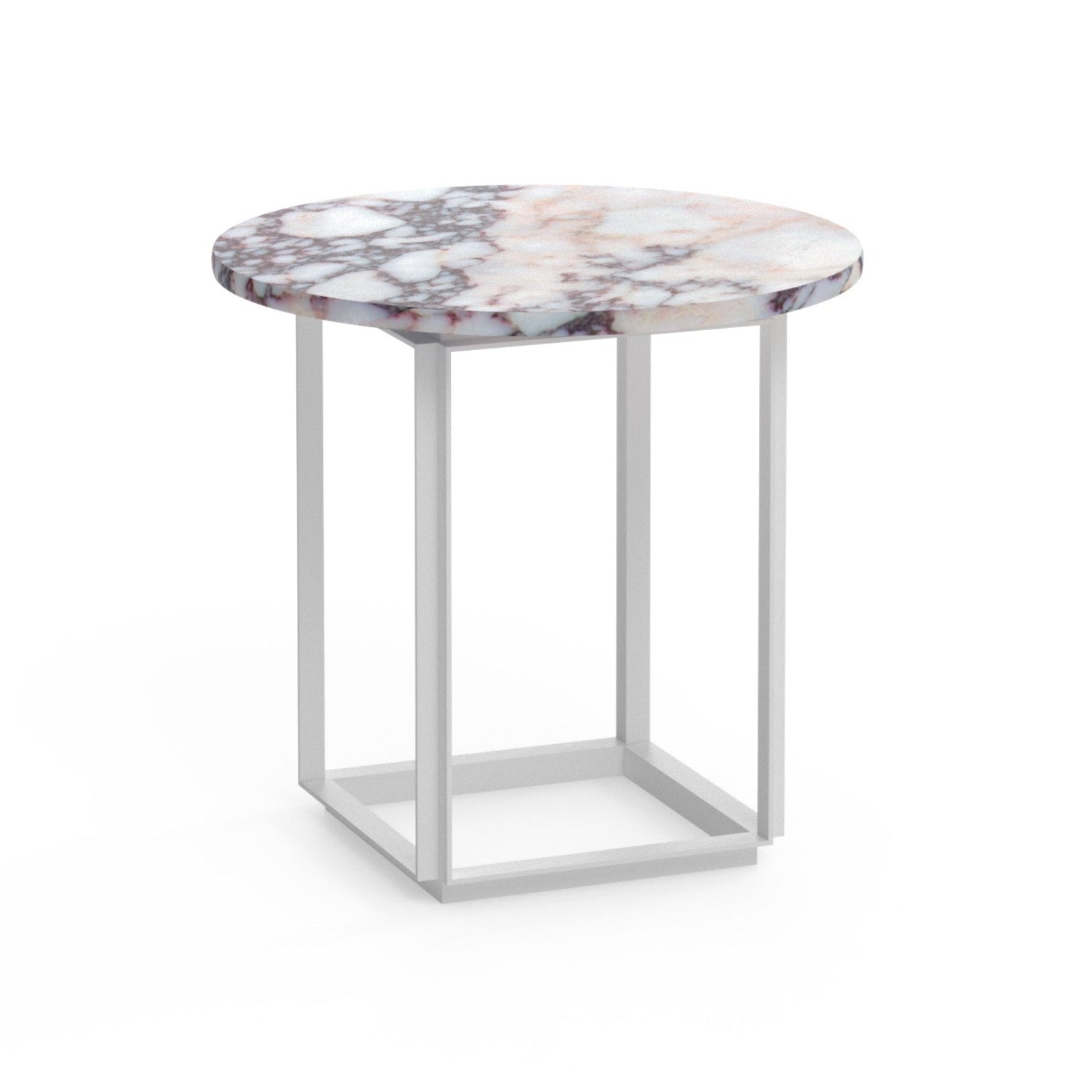 Side table Florence white and purple marble with a white base