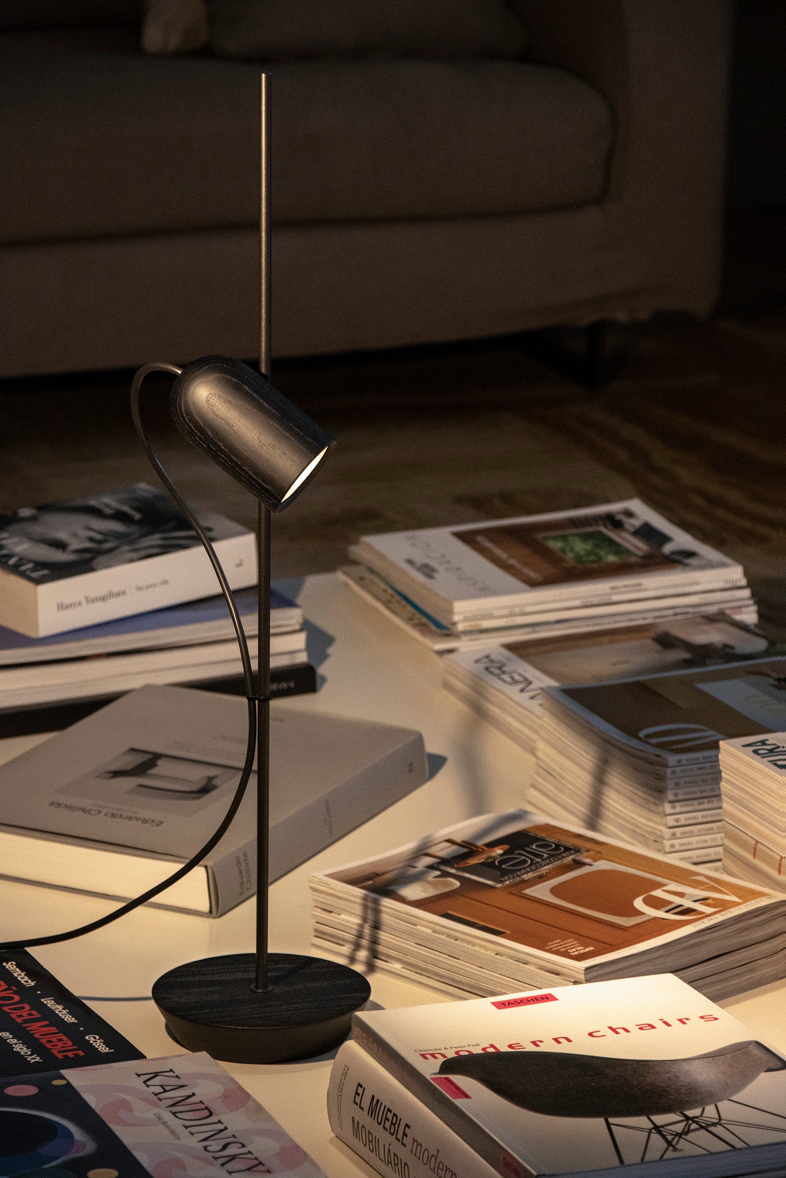 ONFA Table Lamp Black Ash Wood with Graphite Finish