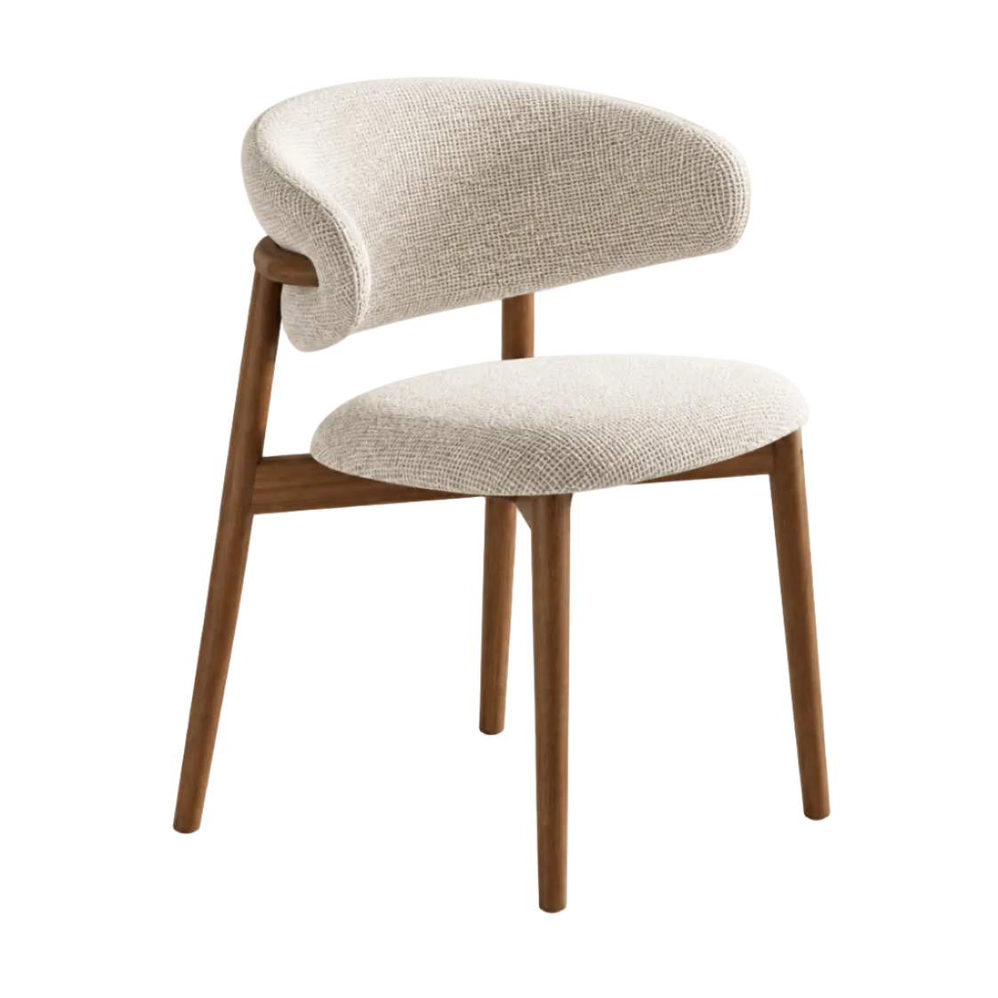 Stuhl OLEANDRO Boucle Beige mit Holzgestell