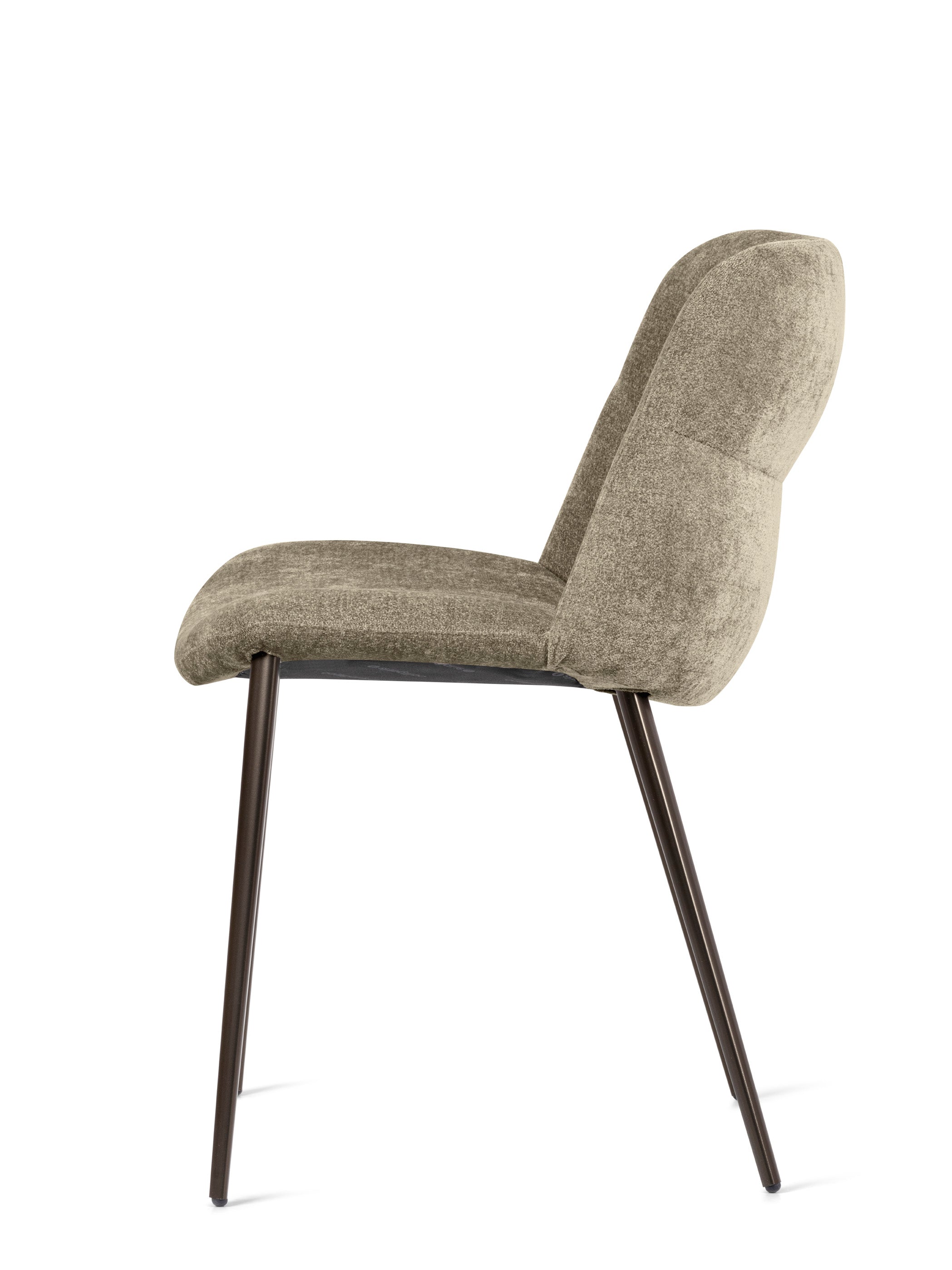 Upholstered ONDA chair with a brown base