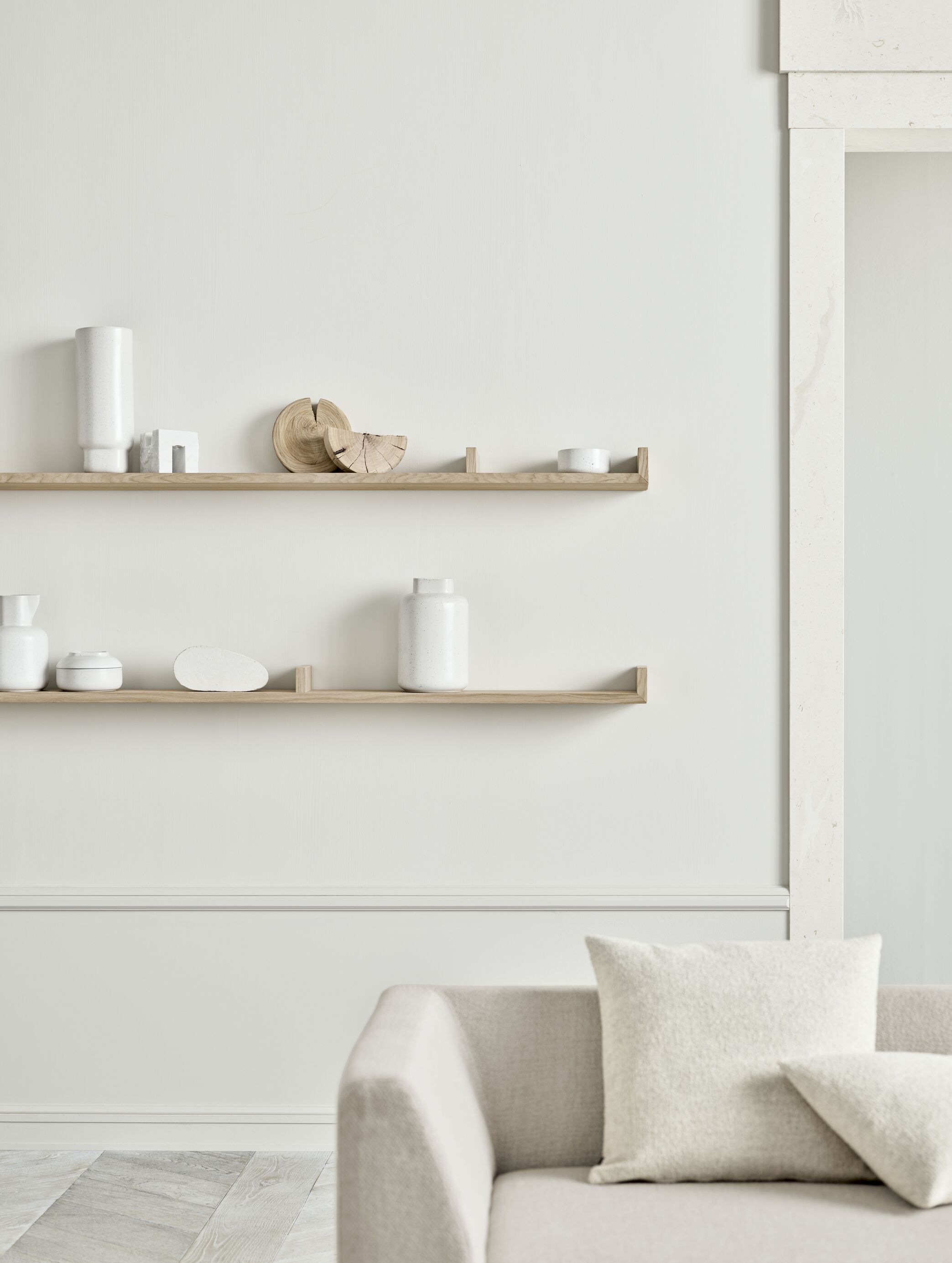 Display shelf bleached oak veneer