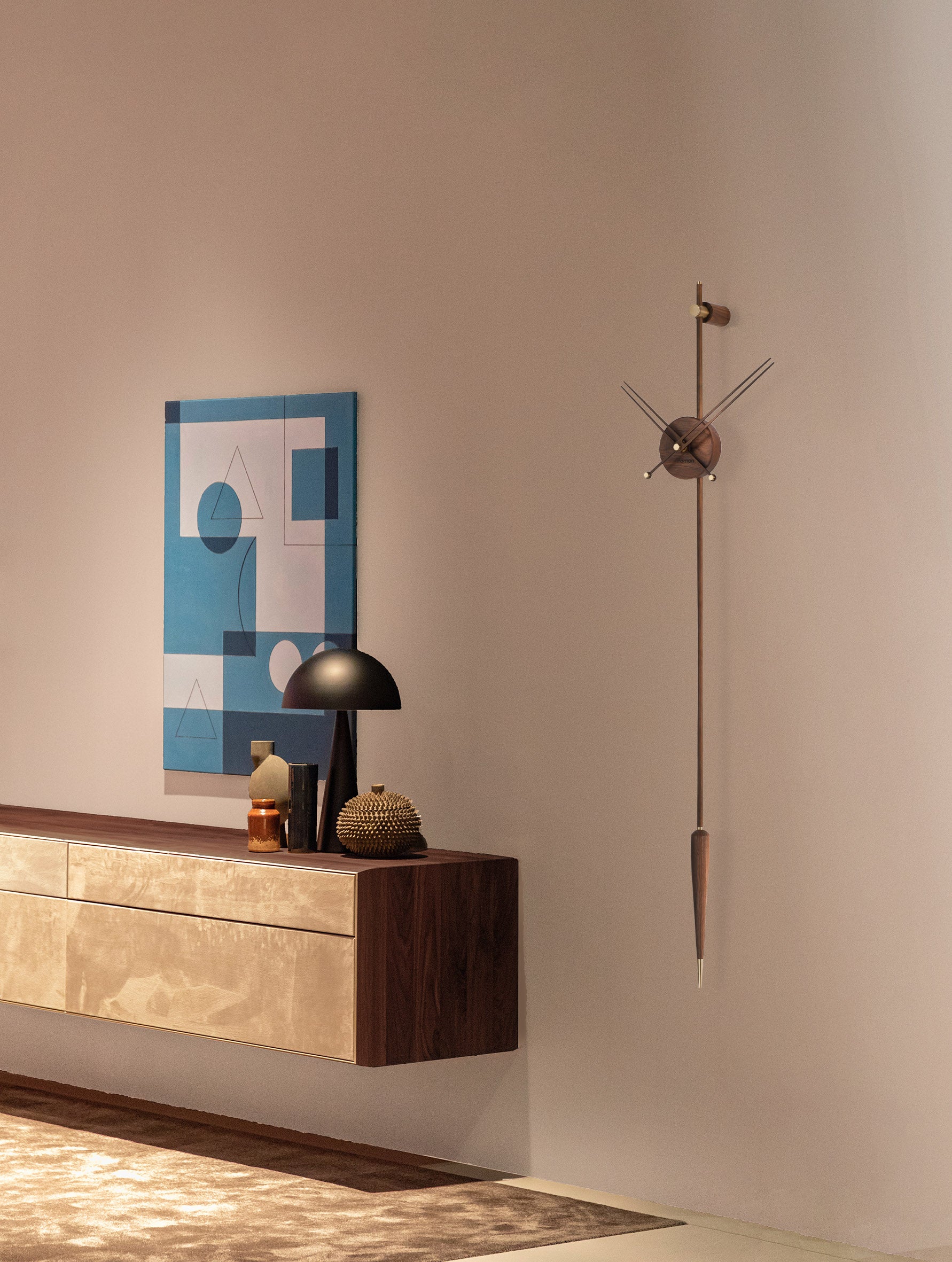 Wanduhr PUNTO Y COMA PREMIUM Nussbaum mit Messing