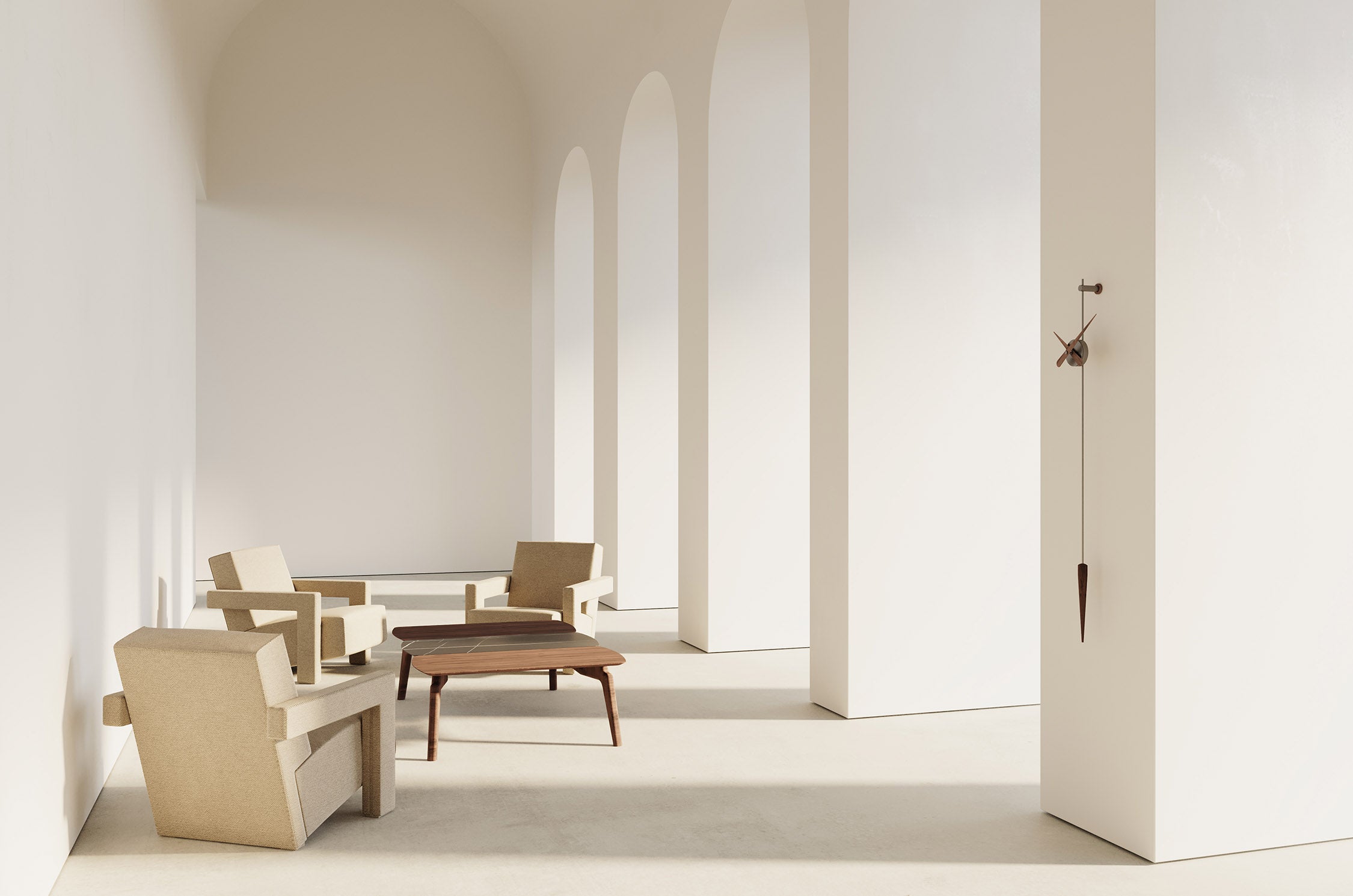 Wanduhr PUNTO Y COMA aus Nussbaum mit Graphit