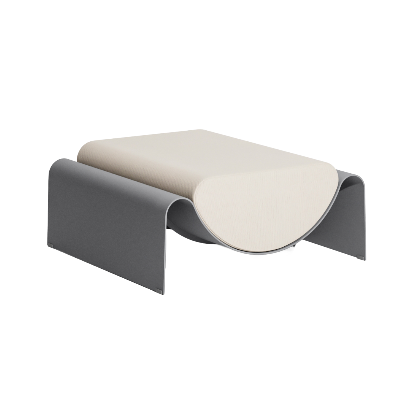 Puff ECLIPSE in Grau mit cremefarbenem Kissen