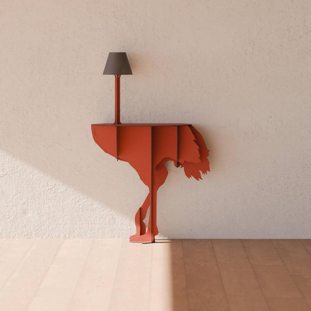Konsole mit Lampe DIVA LUCIA in Ziegelrot
