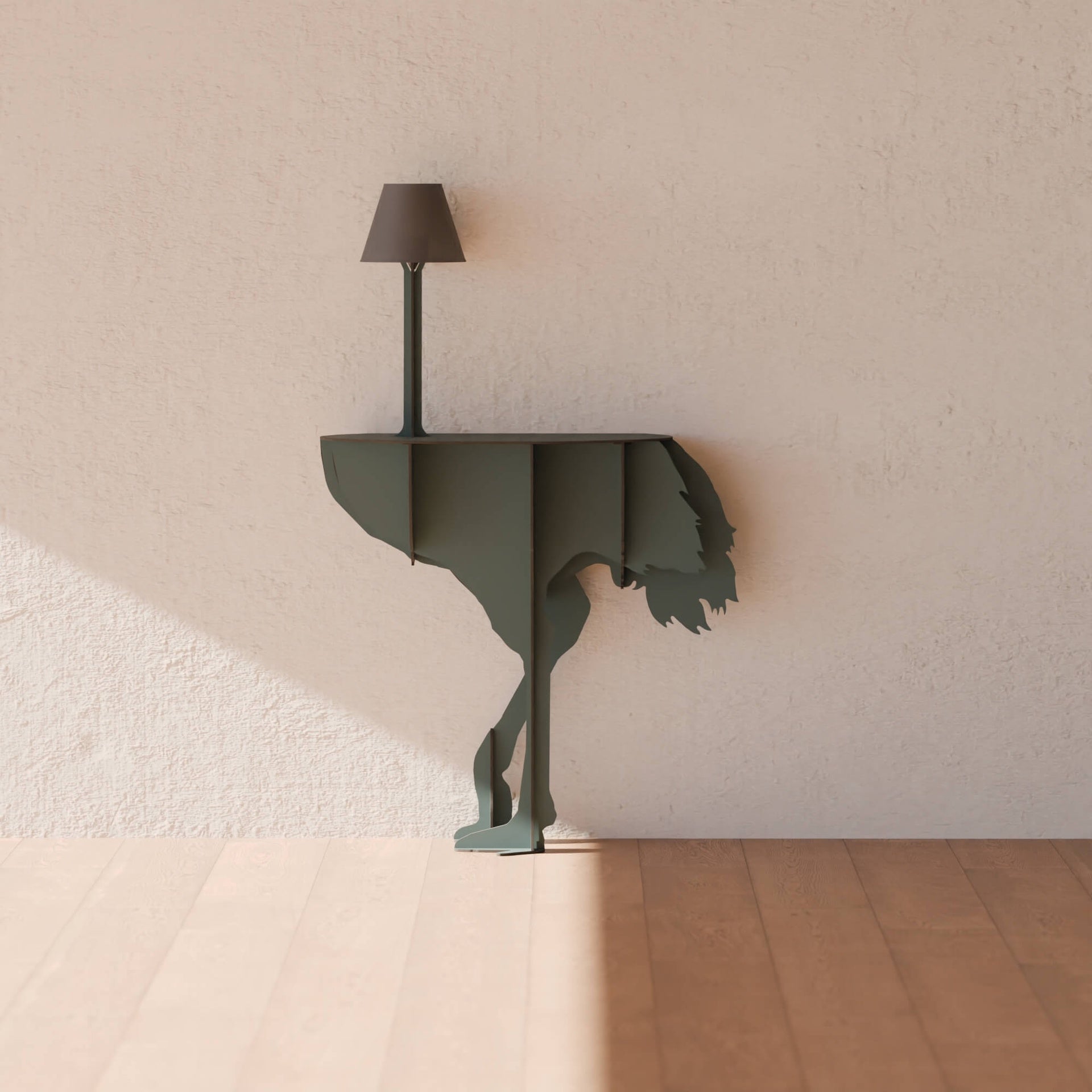 Konsole mit Lampe DIVA LUCIA in Dunkelgrün